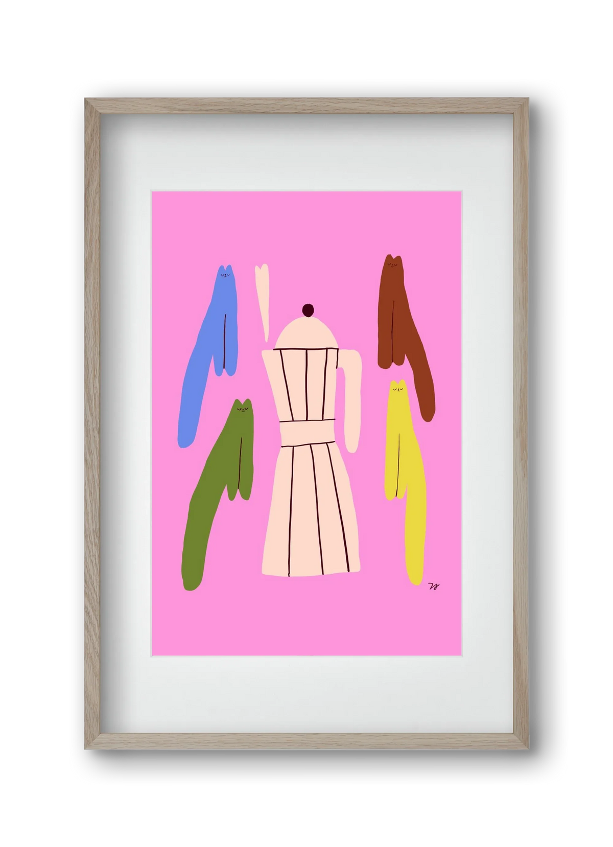 Colorful Cats with Espresso Maker - artbridge