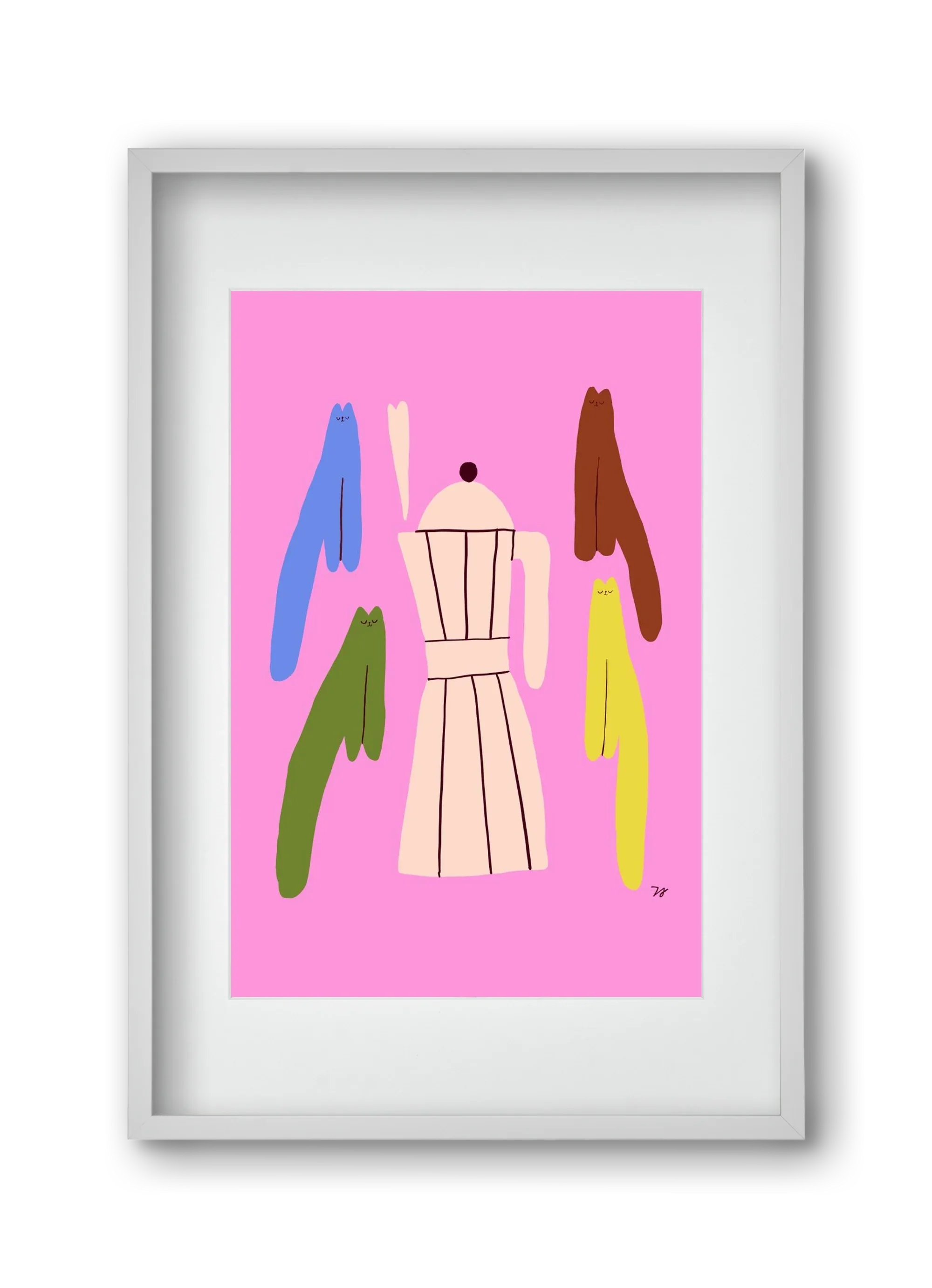 Colorful Cats with Espresso Maker - artbridge