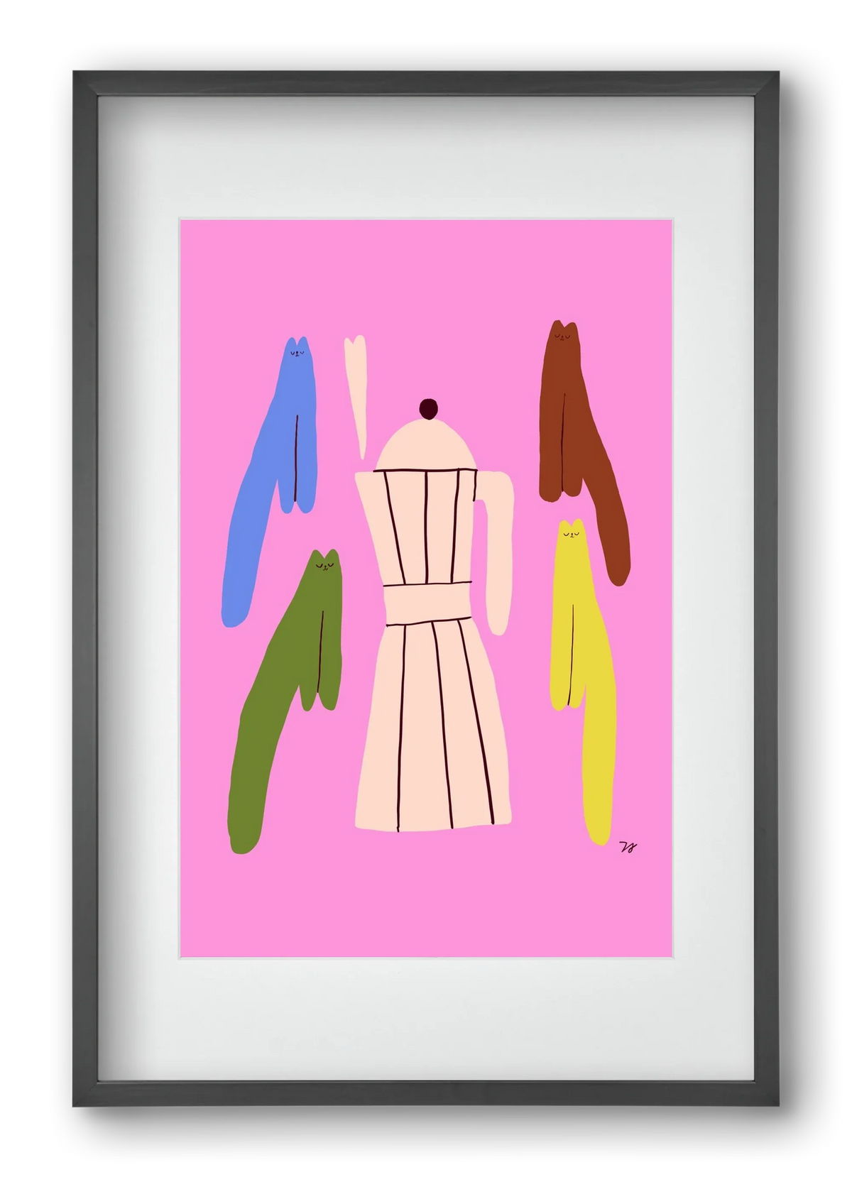 Colorful Cats with Espresso Maker - artbridge
