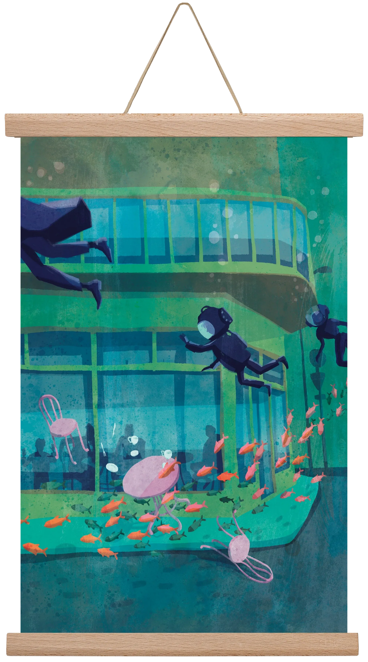 Corner café with fish - artbridge