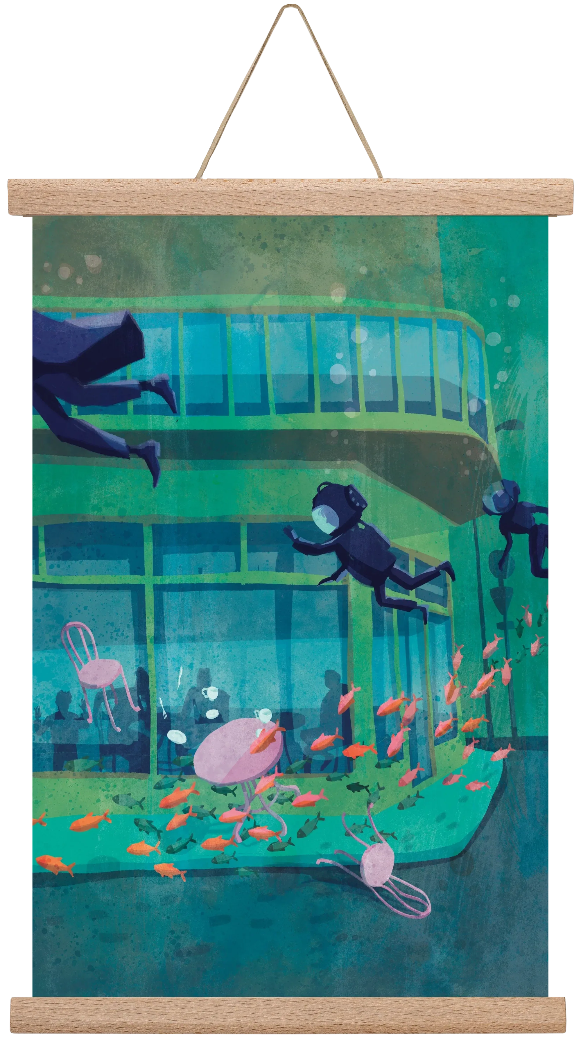 Corner café with fish - artbridge