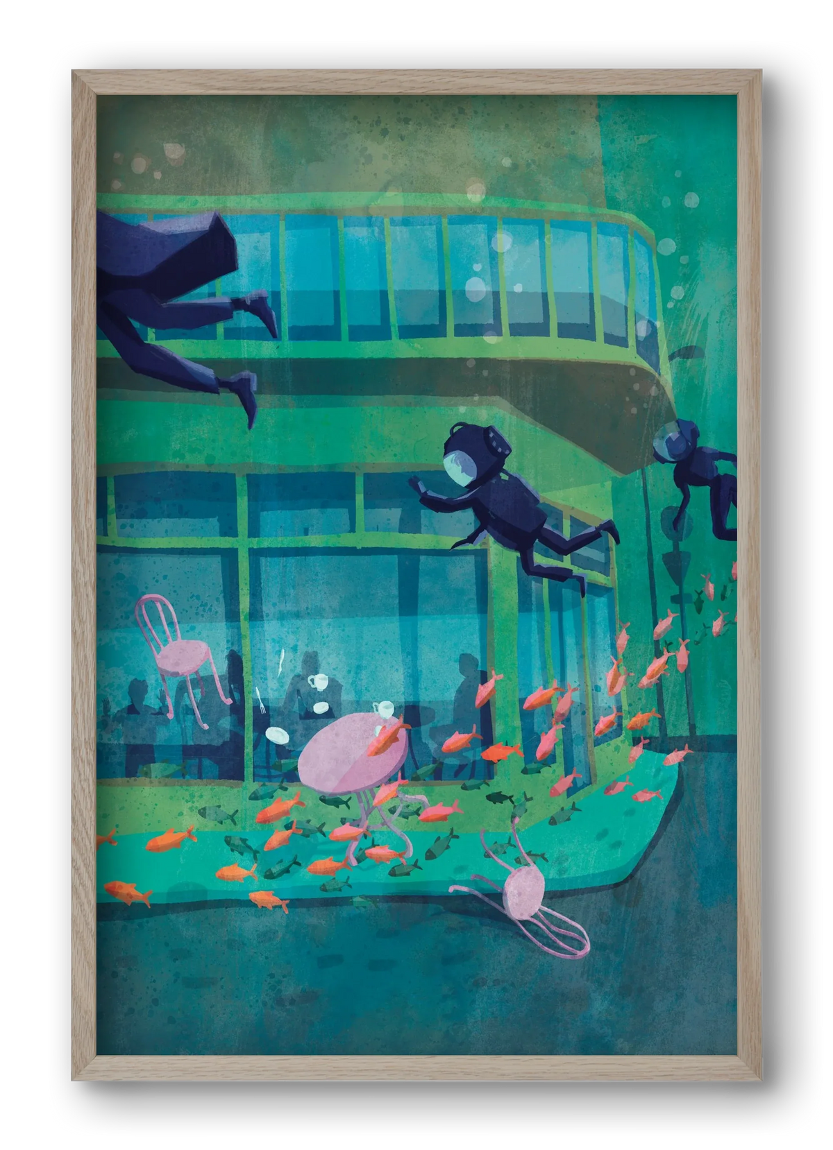 Corner café with fish - artbridge