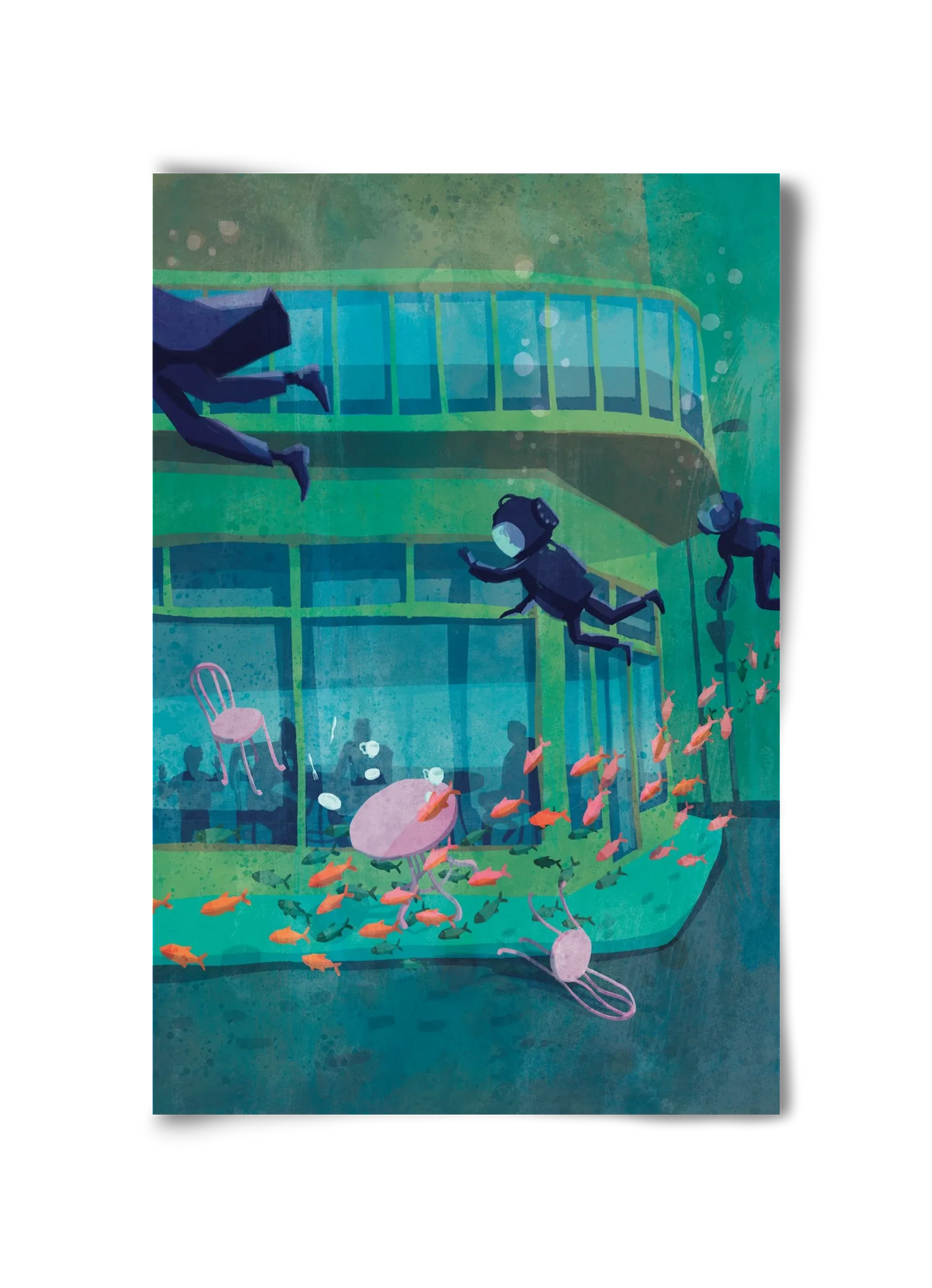 Corner café with fish - artbridge