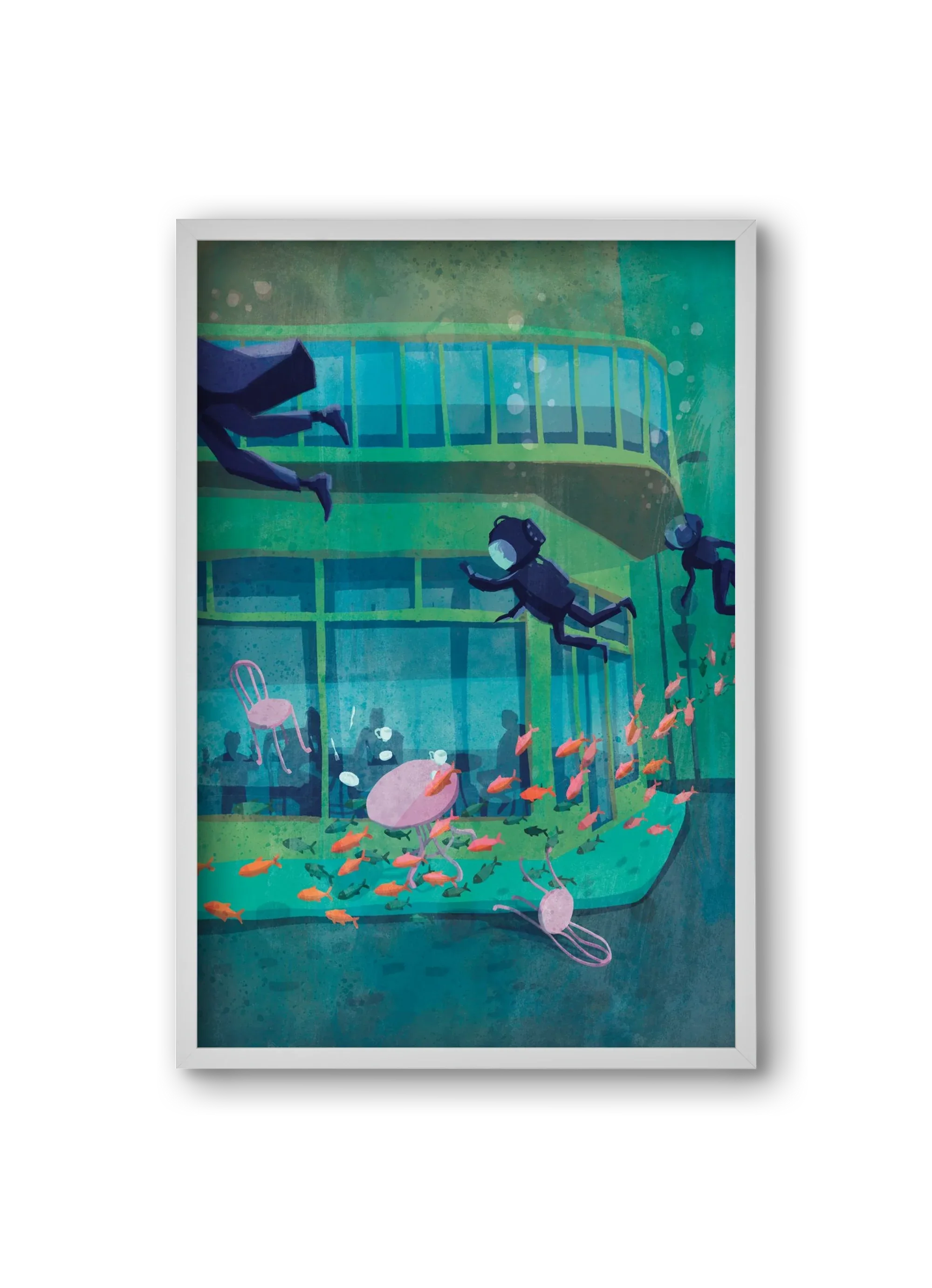 Corner café with fish - artbridge