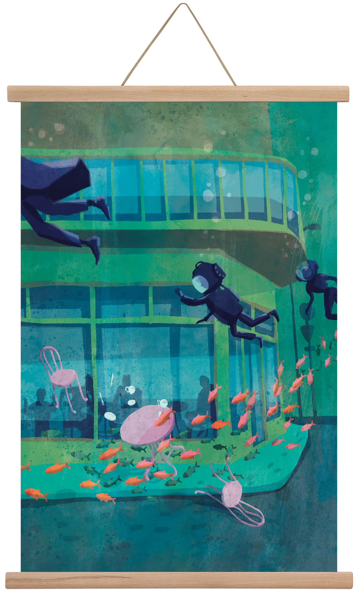 Corner café with fish - artbridge