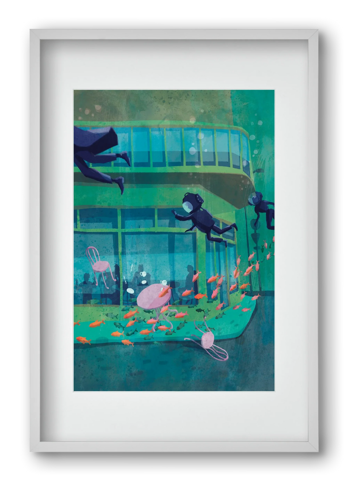 Corner café with fish - artbridge