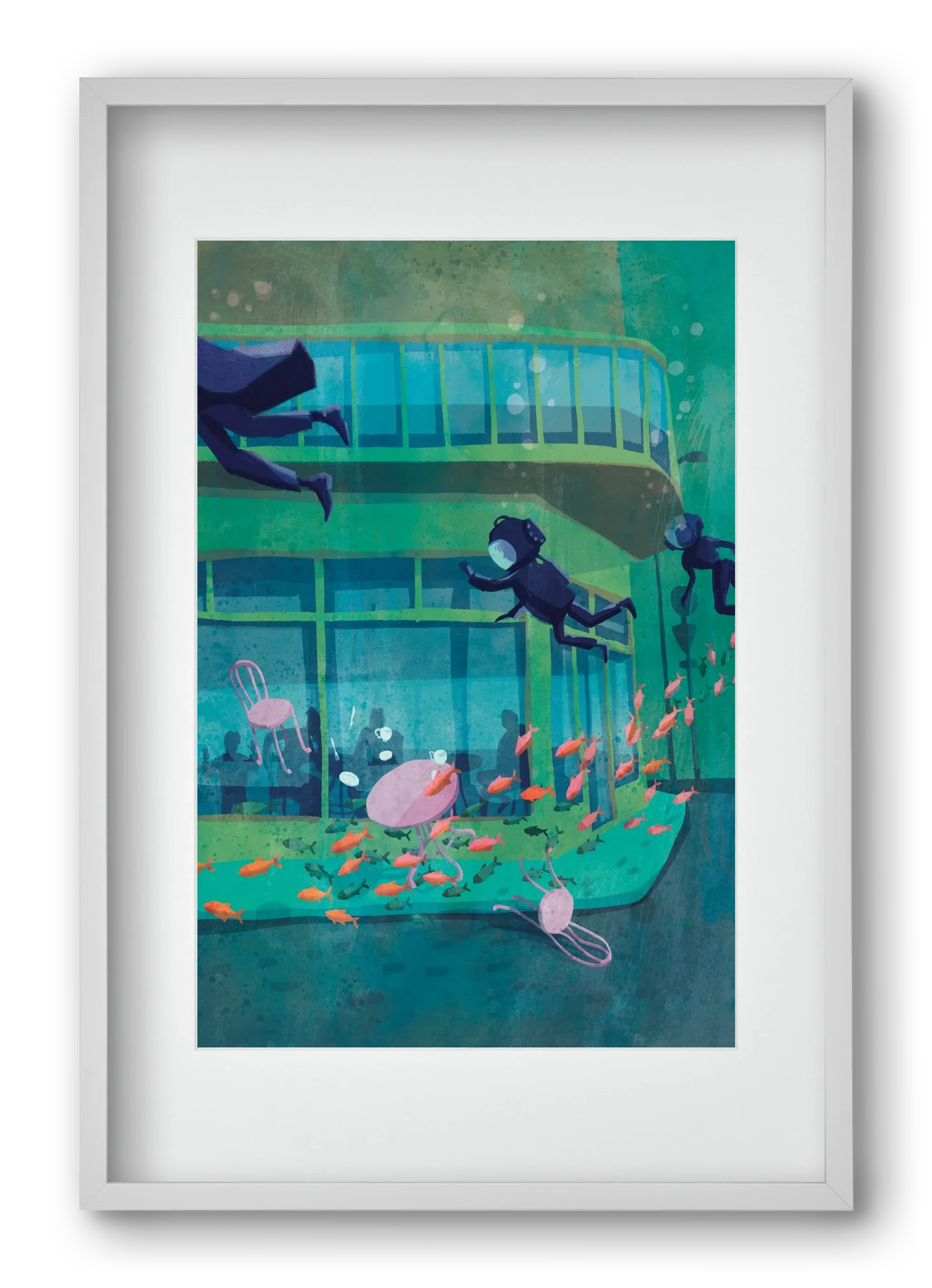 Corner café with fish - artbridge