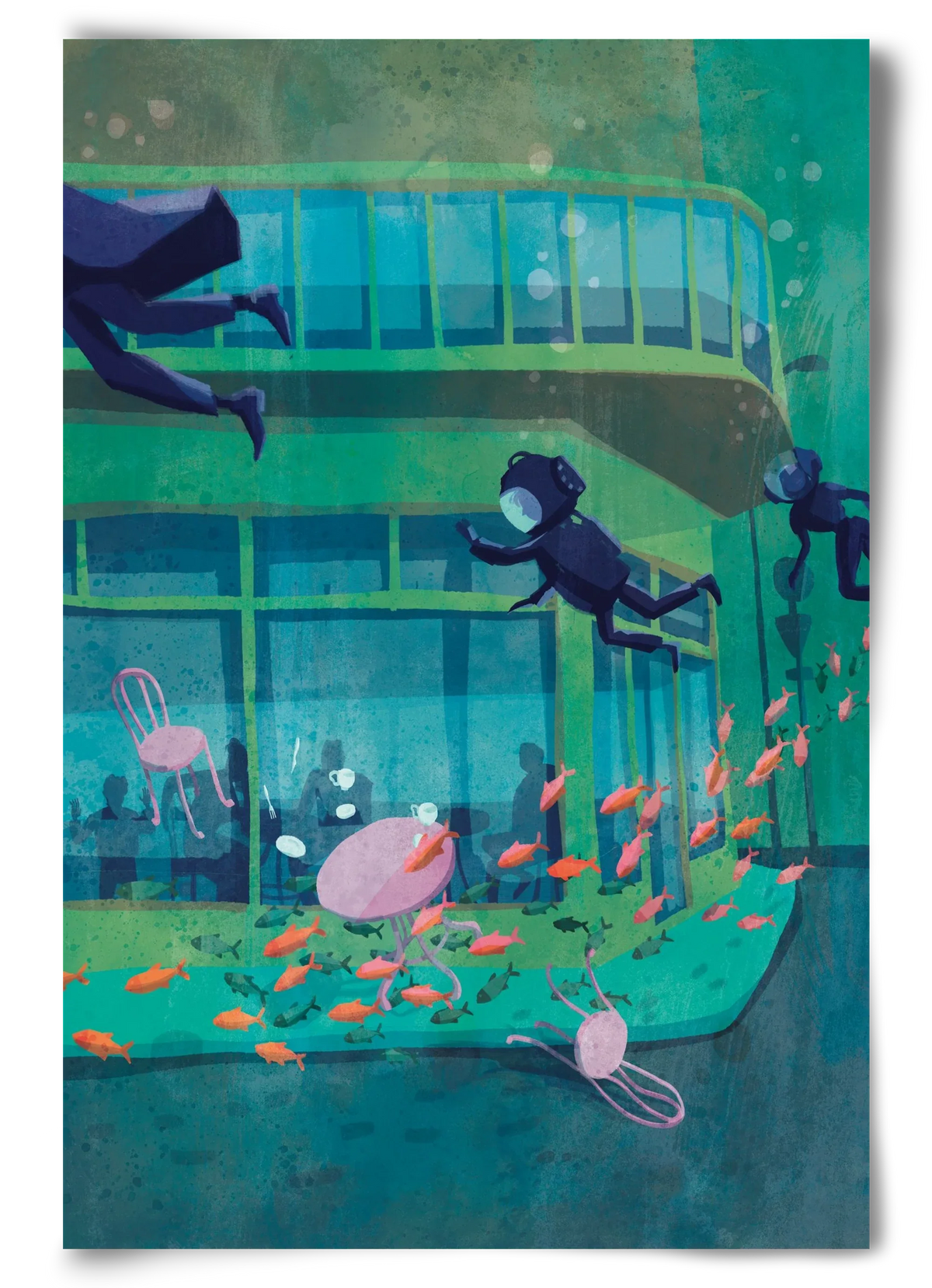 Corner café with fish - artbridge