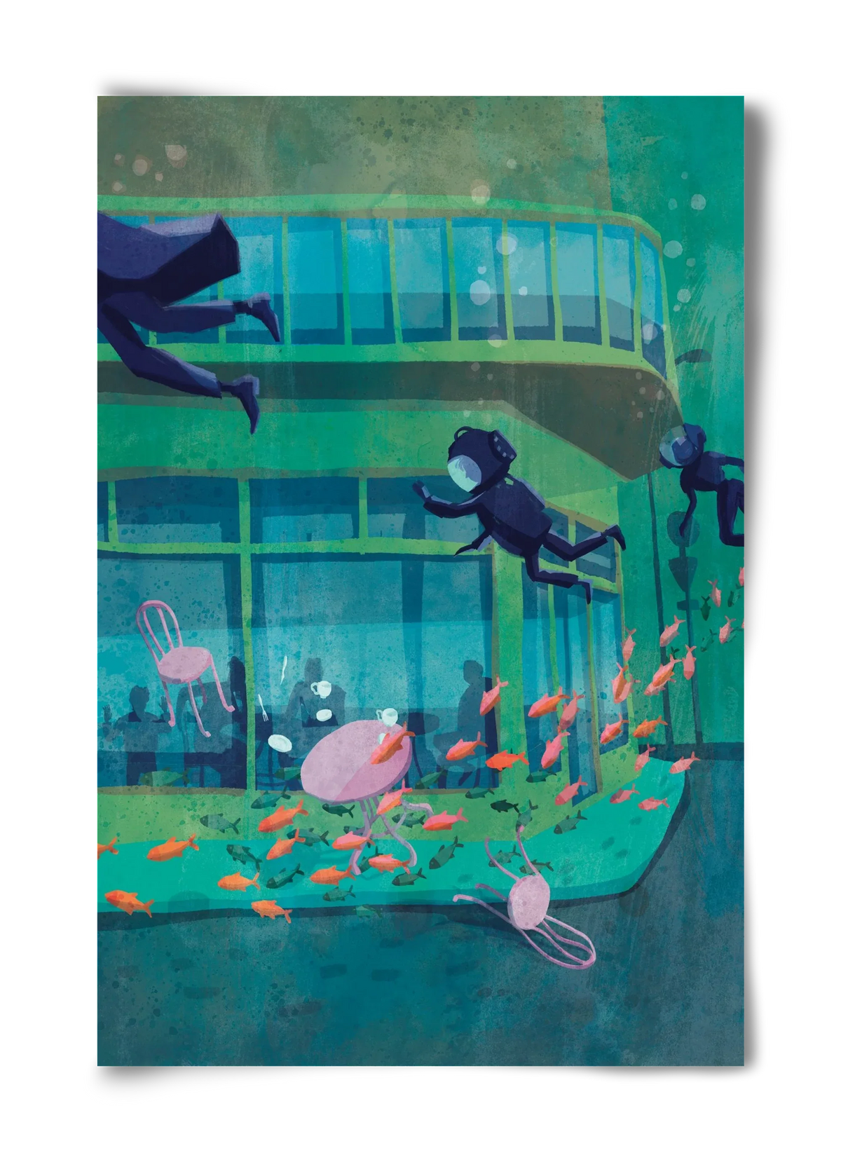 Corner café with fish - artbridge