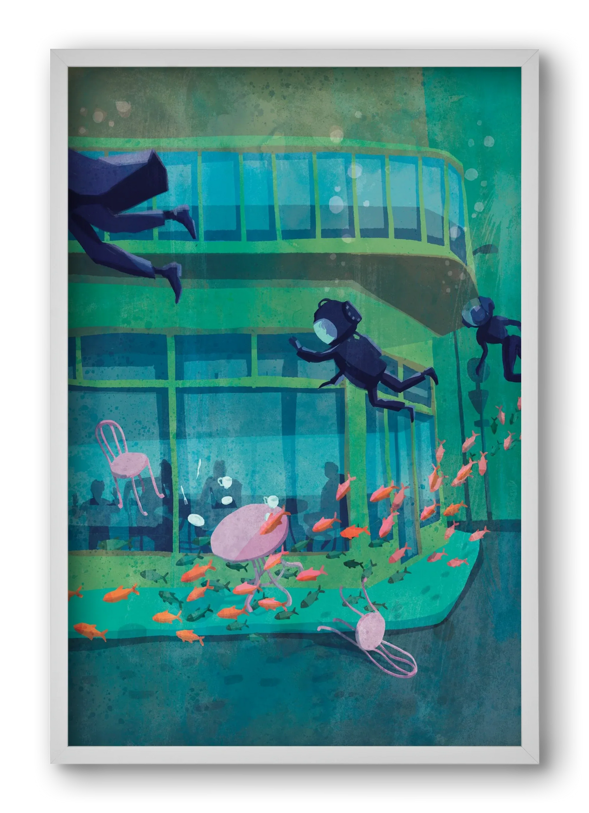 Corner café with fish - artbridge