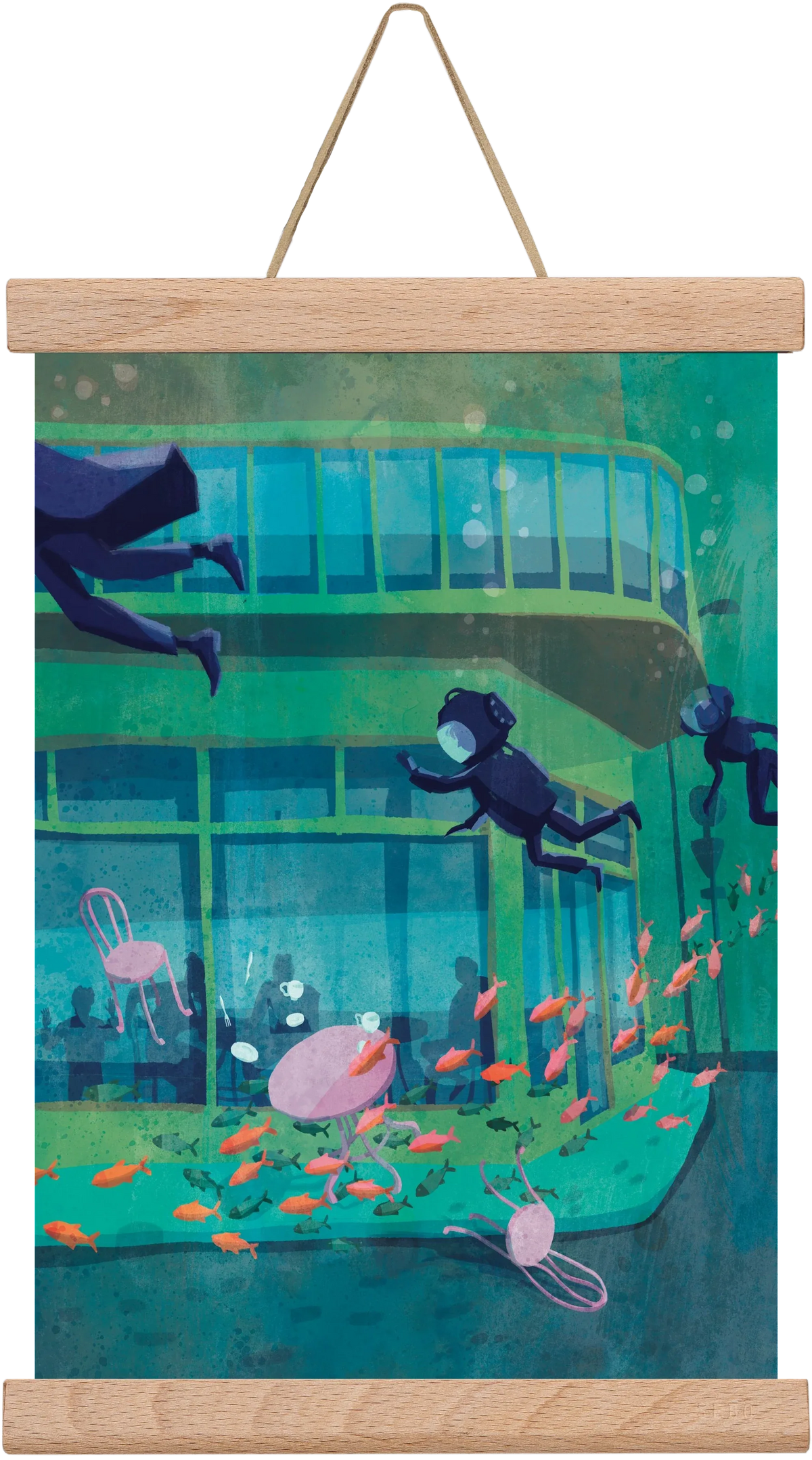 Corner café with fish - artbridge