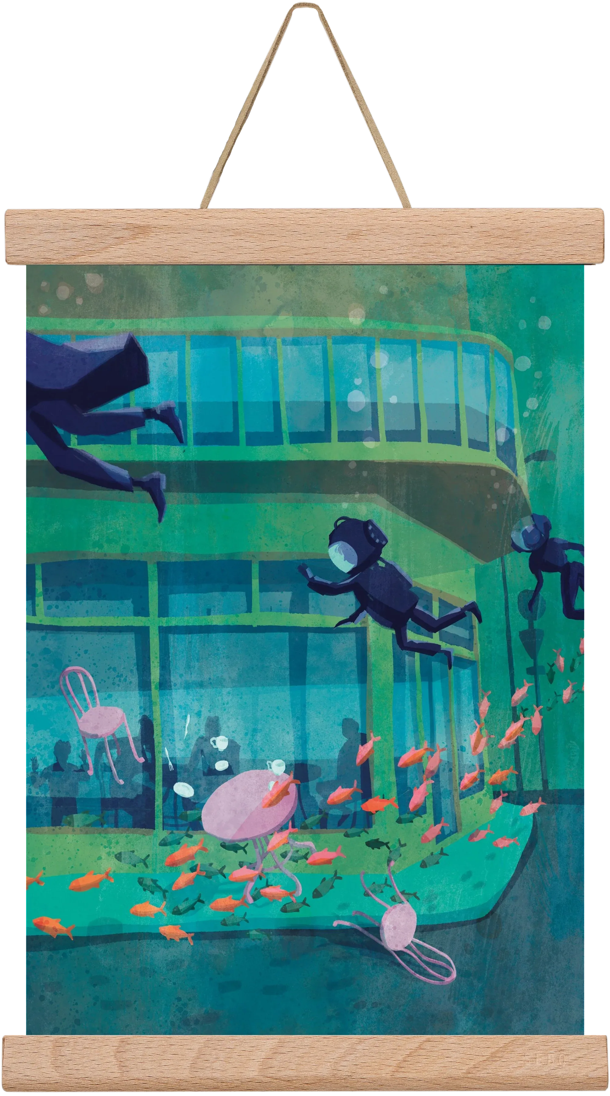 Corner café with fish - artbridge