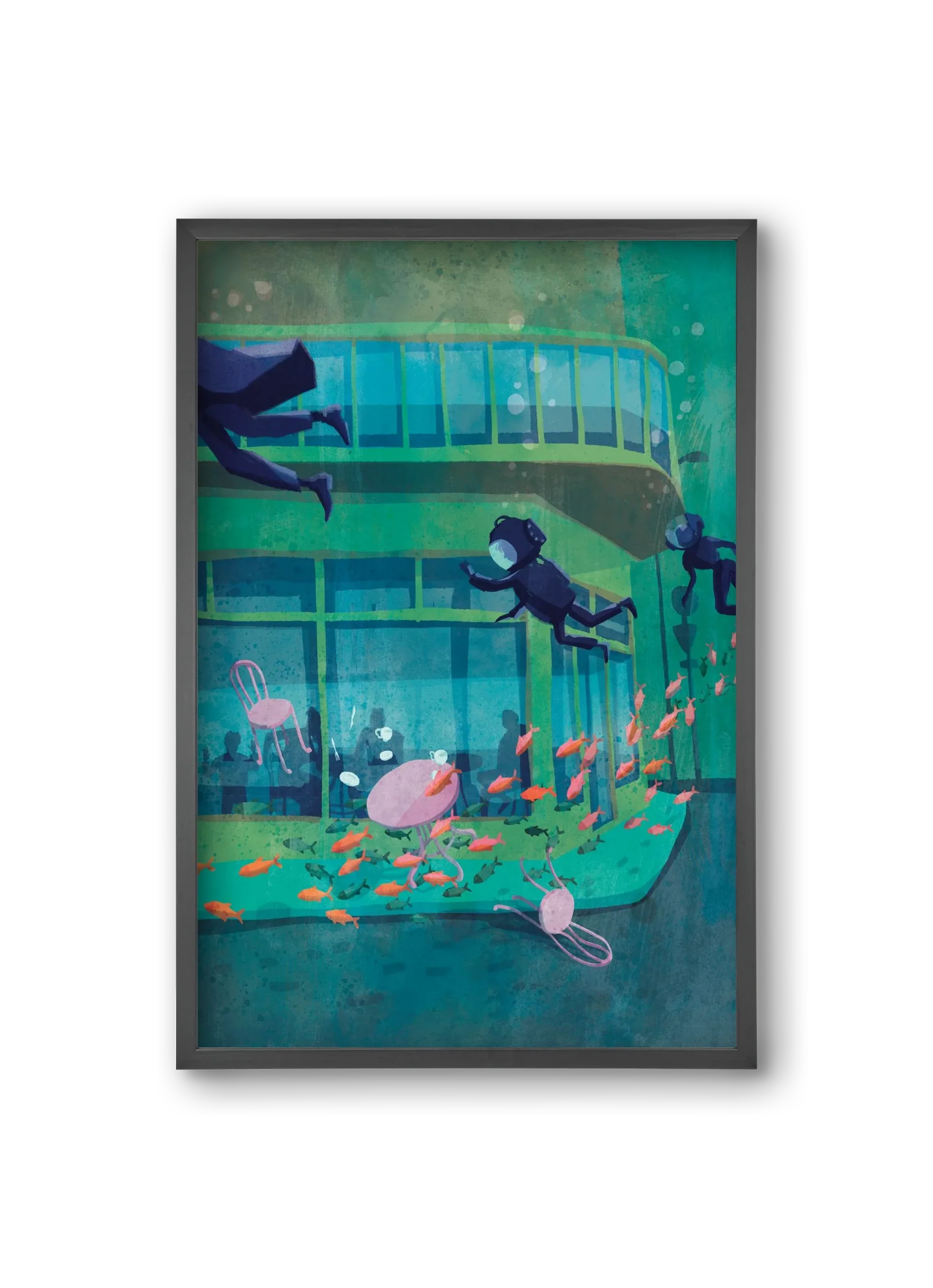 Corner café with fish - artbridge