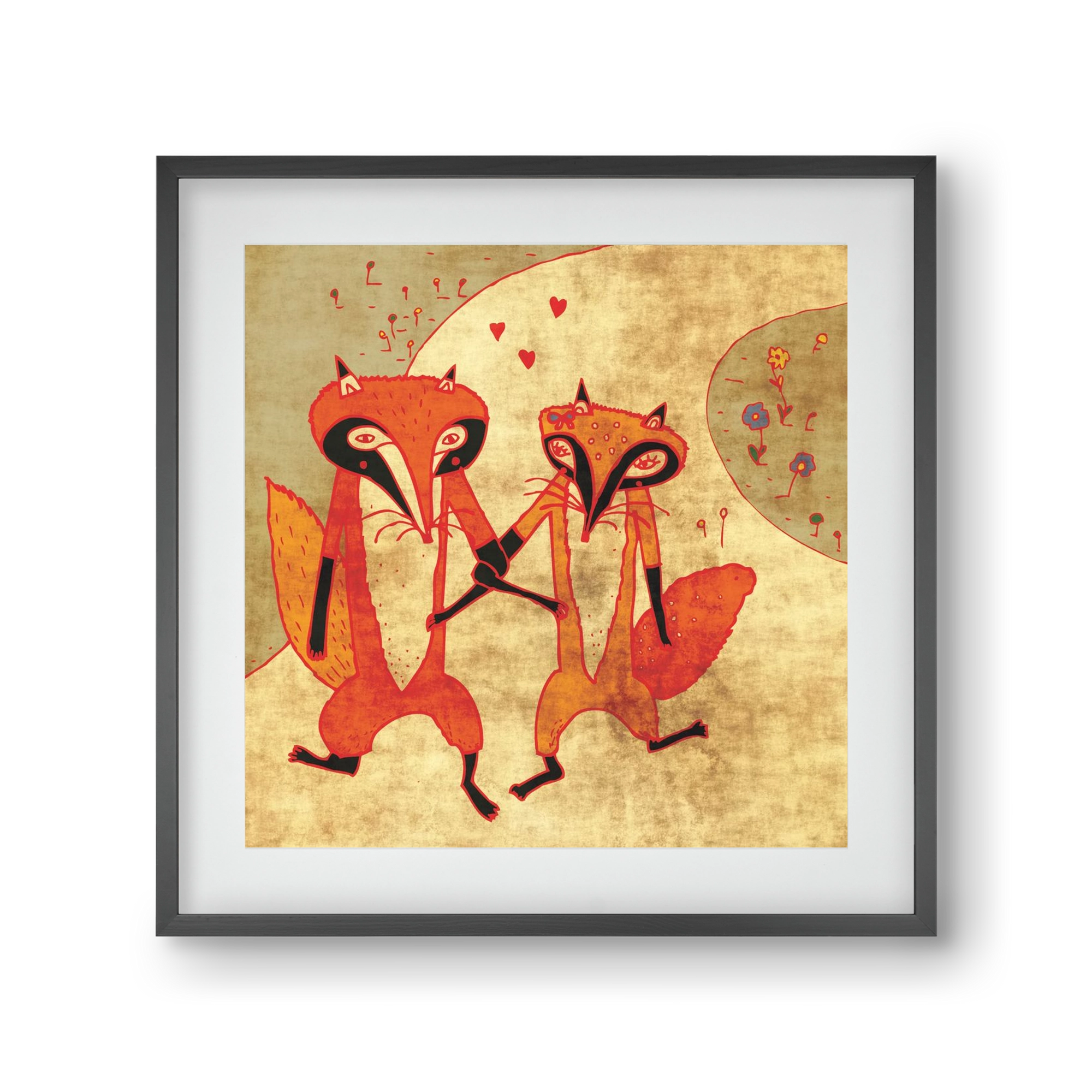 Rókamóka 1., 30x30 cm (20x20 cm), Fekete keret, paszpartuval