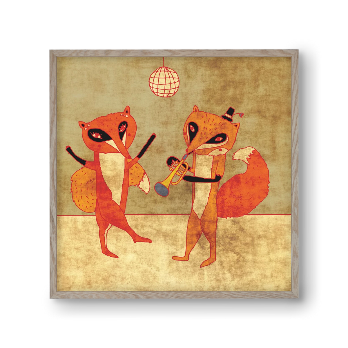 Rókamóka 3., 30x30 cm (30x30 cm), Tölgy keret