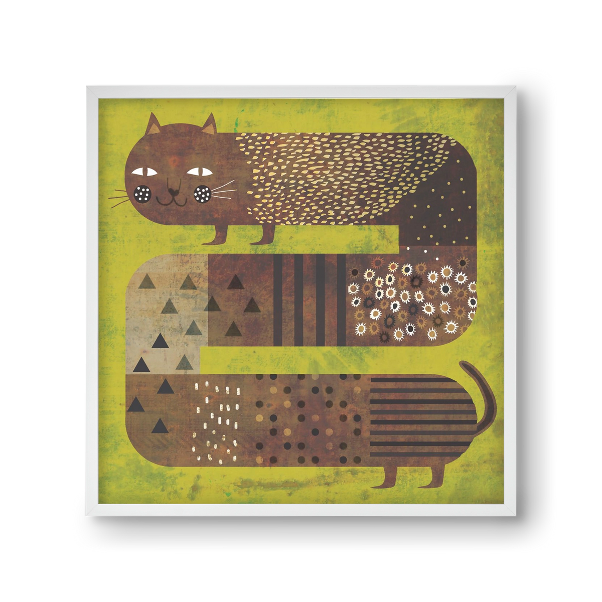 Macska és a fű, 30x30 cm (30x30 cm), Fehér keret