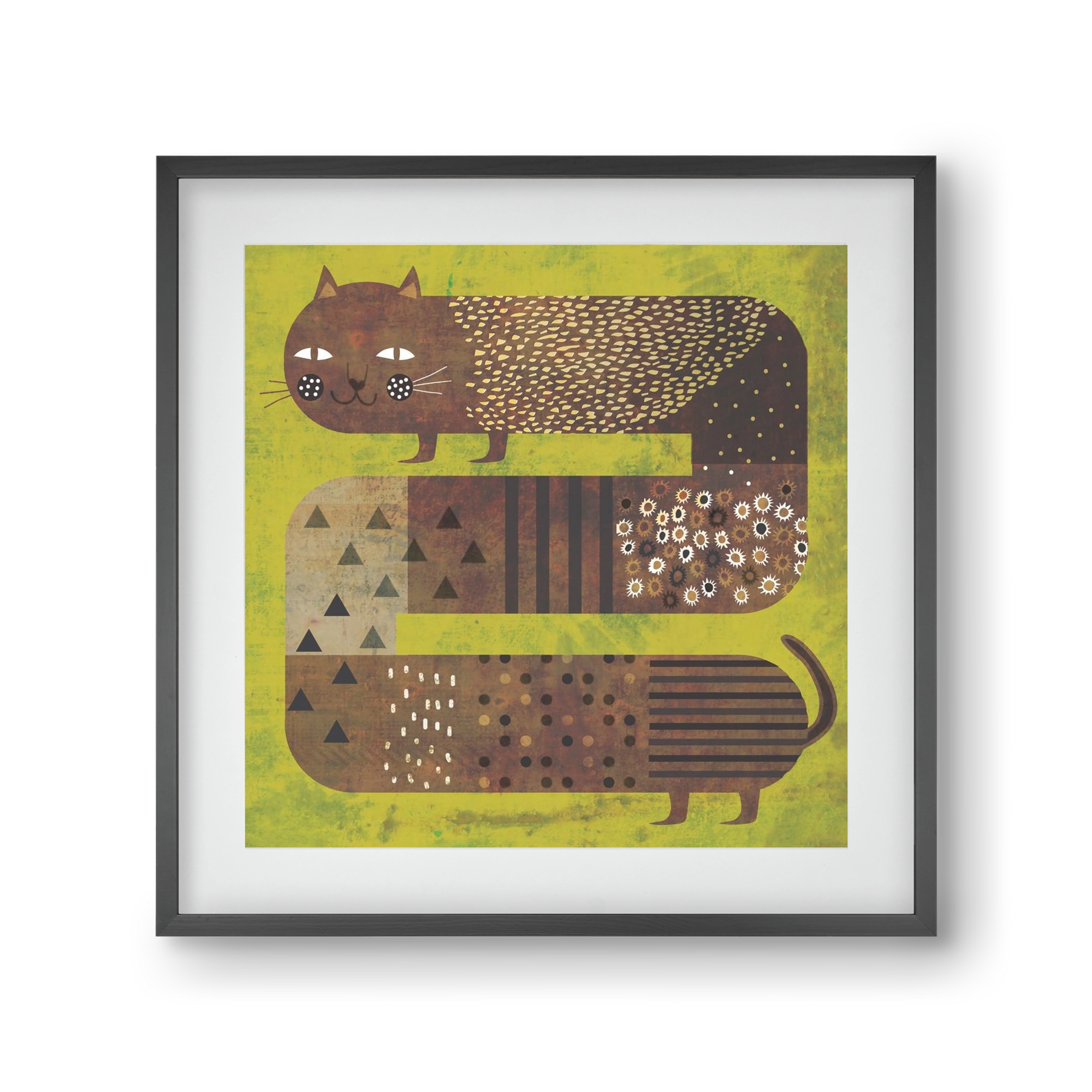 Macska és a fű, 30x30 cm (20x20 cm), Fekete keret, paszpartuval