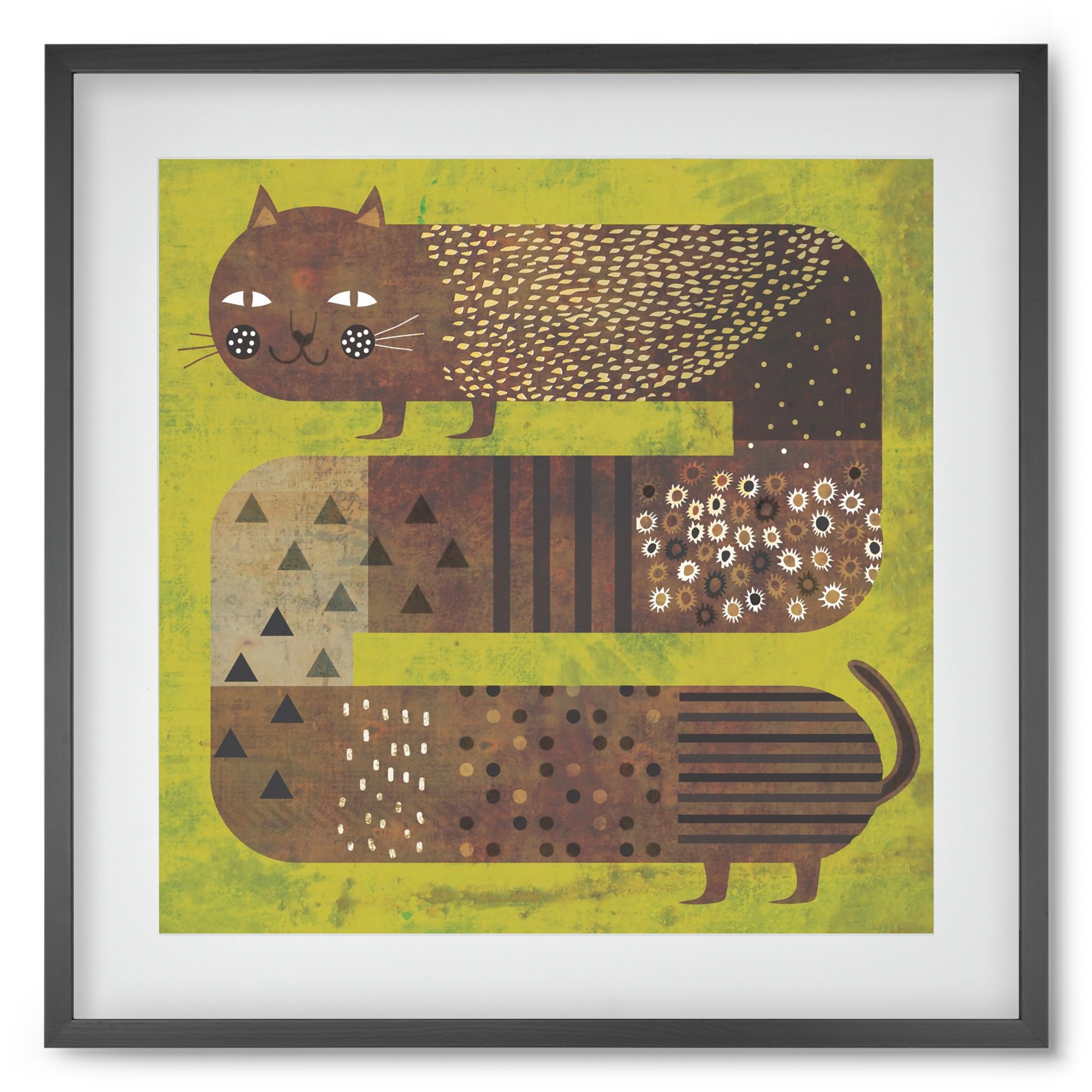 Macska és a fű, 50x50 cm (40x40 cm), Fekete keret, paszpartuval
