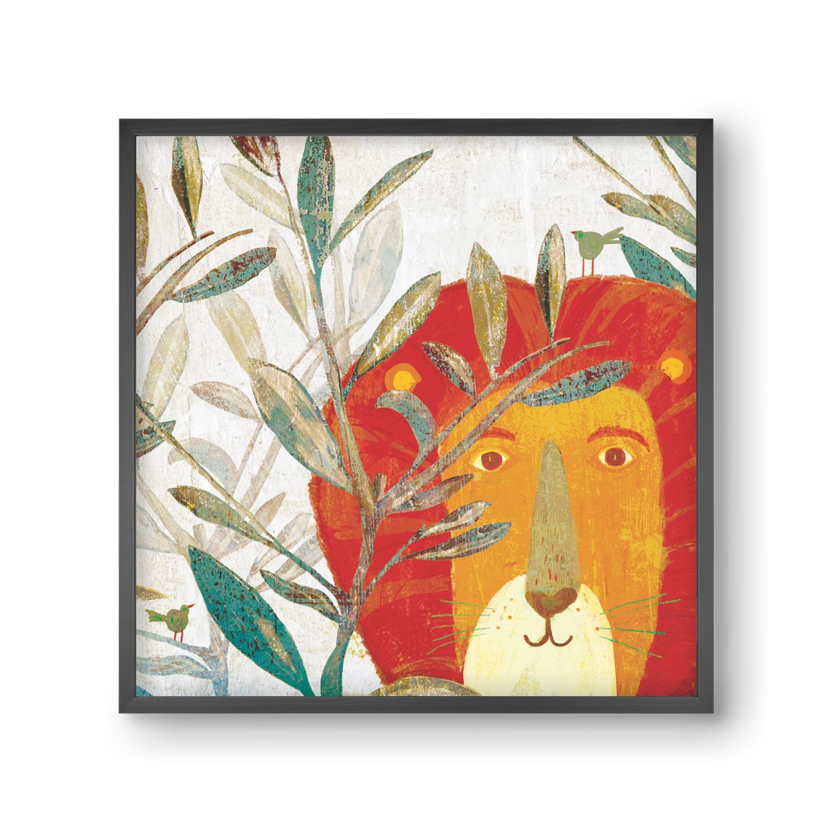 Oroszlán, 30x30 cm (30x30 cm), Fekete keret