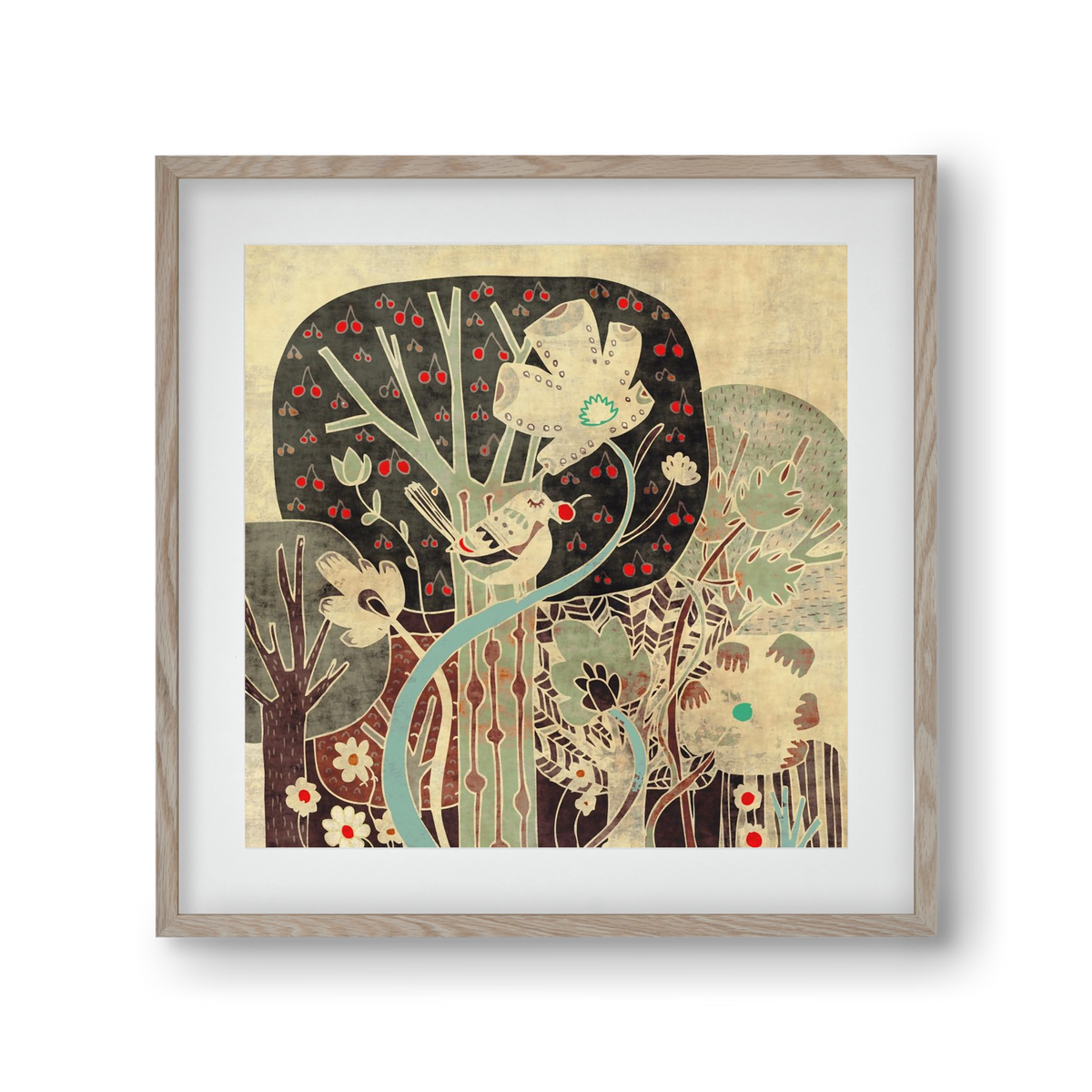 Erdő, 30x30 cm (20x20 cm), Tölgy keret, paszpartuval