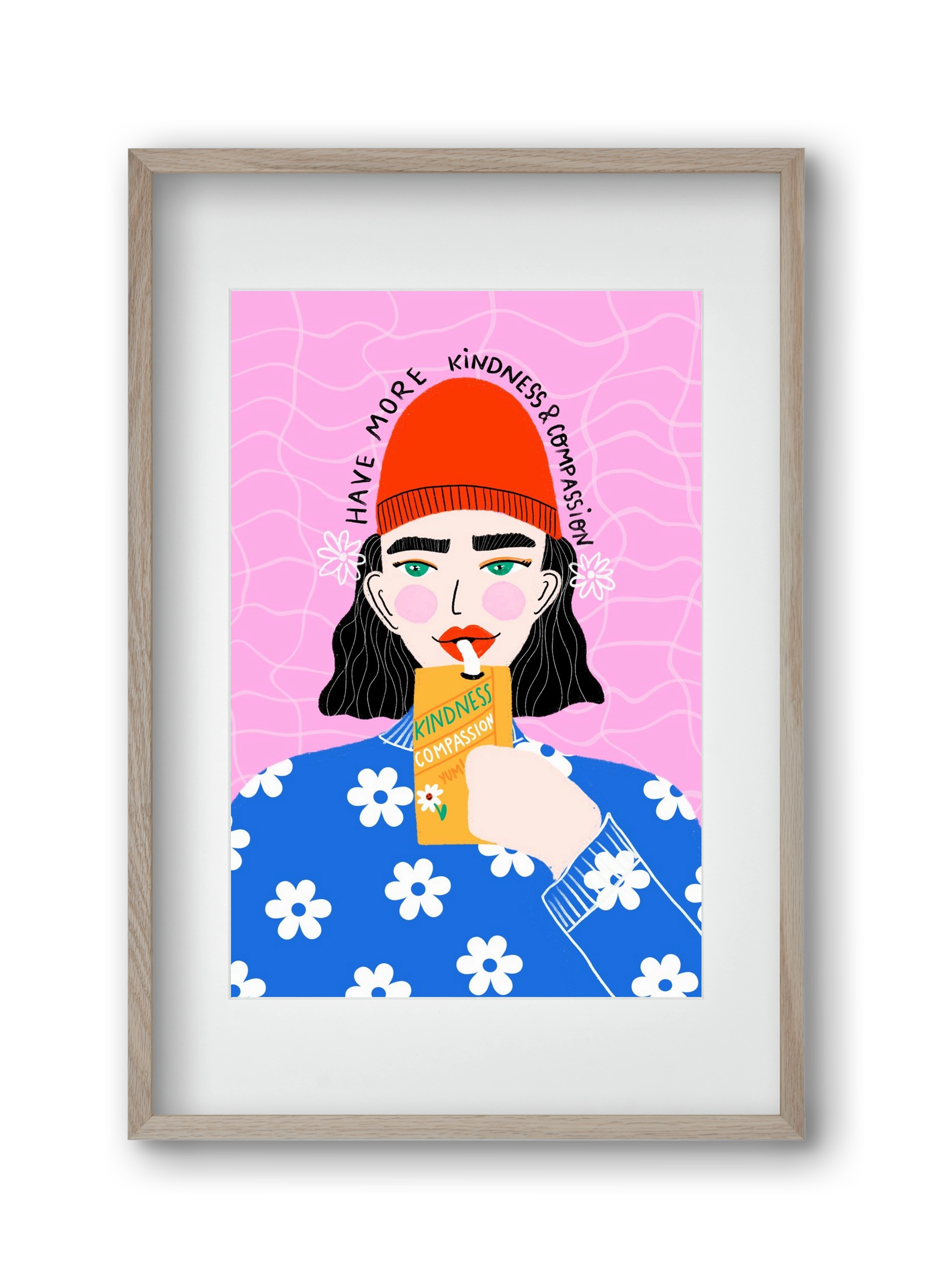 More kindness and compassion , 30x45 cm (20x30 cm), Tölgy keret, paszpartuval