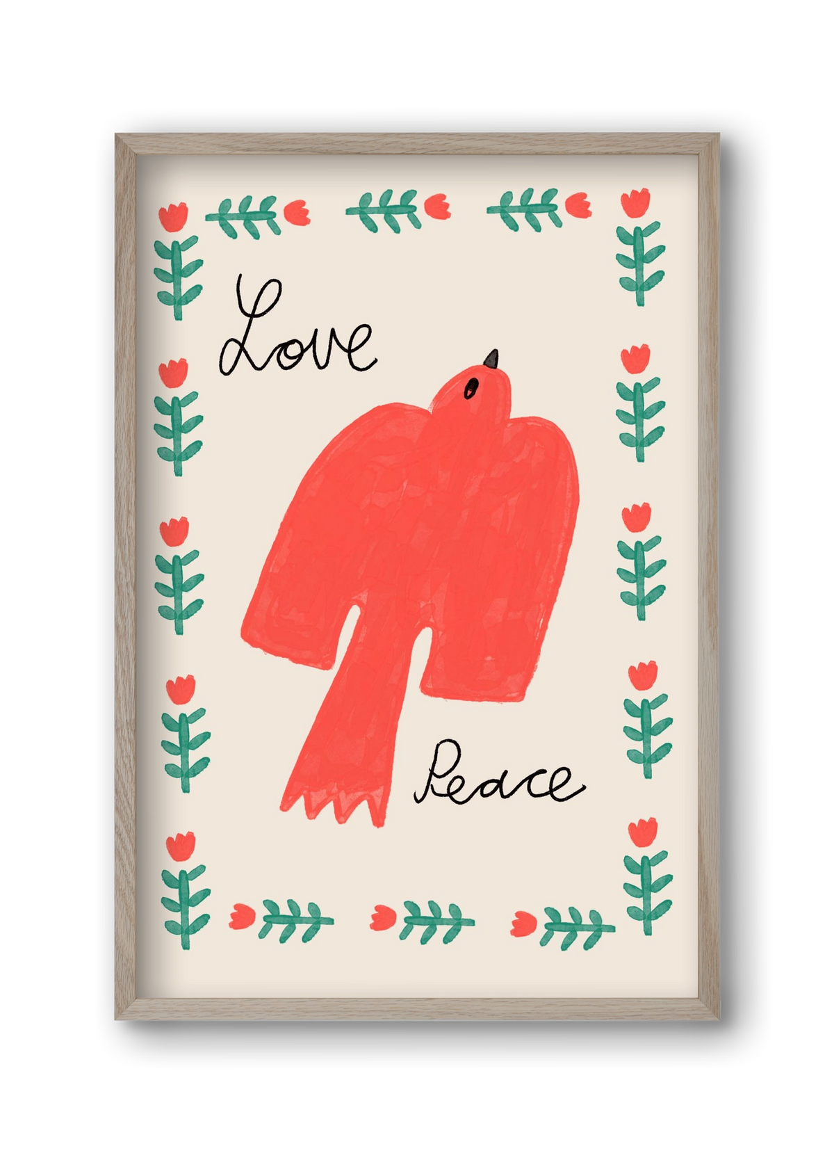 Love and Peace , 30x45 cm (30x45 cm), Tölgy keret