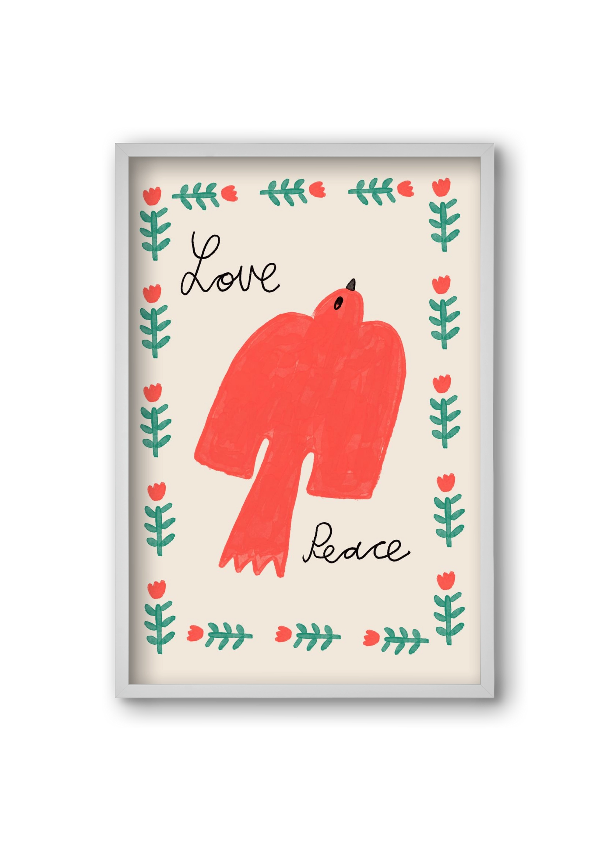 Love and Peace , 20x30 cm (20x30 cm), Fehér keret