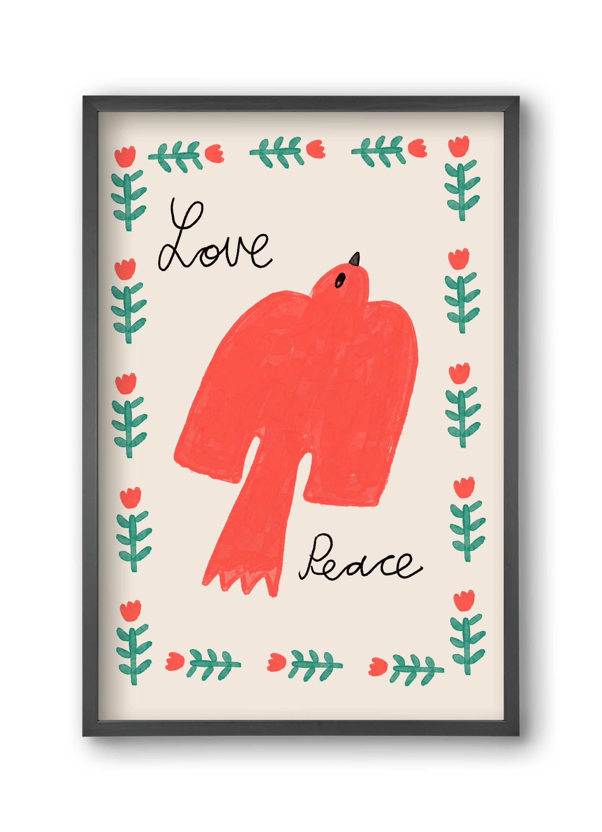 Love and Peace , 30x45 cm (30x45 cm), Fekete keret