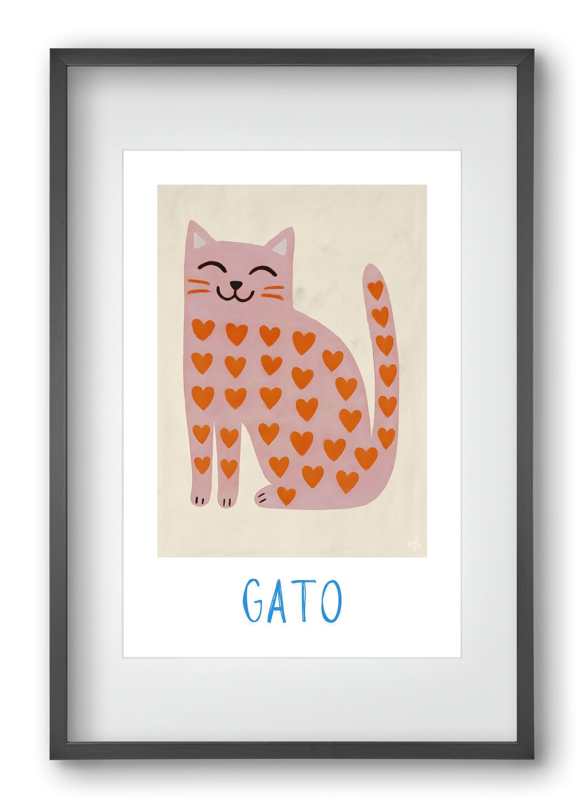 Gato , 40x60 cm (30x45 cm), Fekete keret, paszpartuval