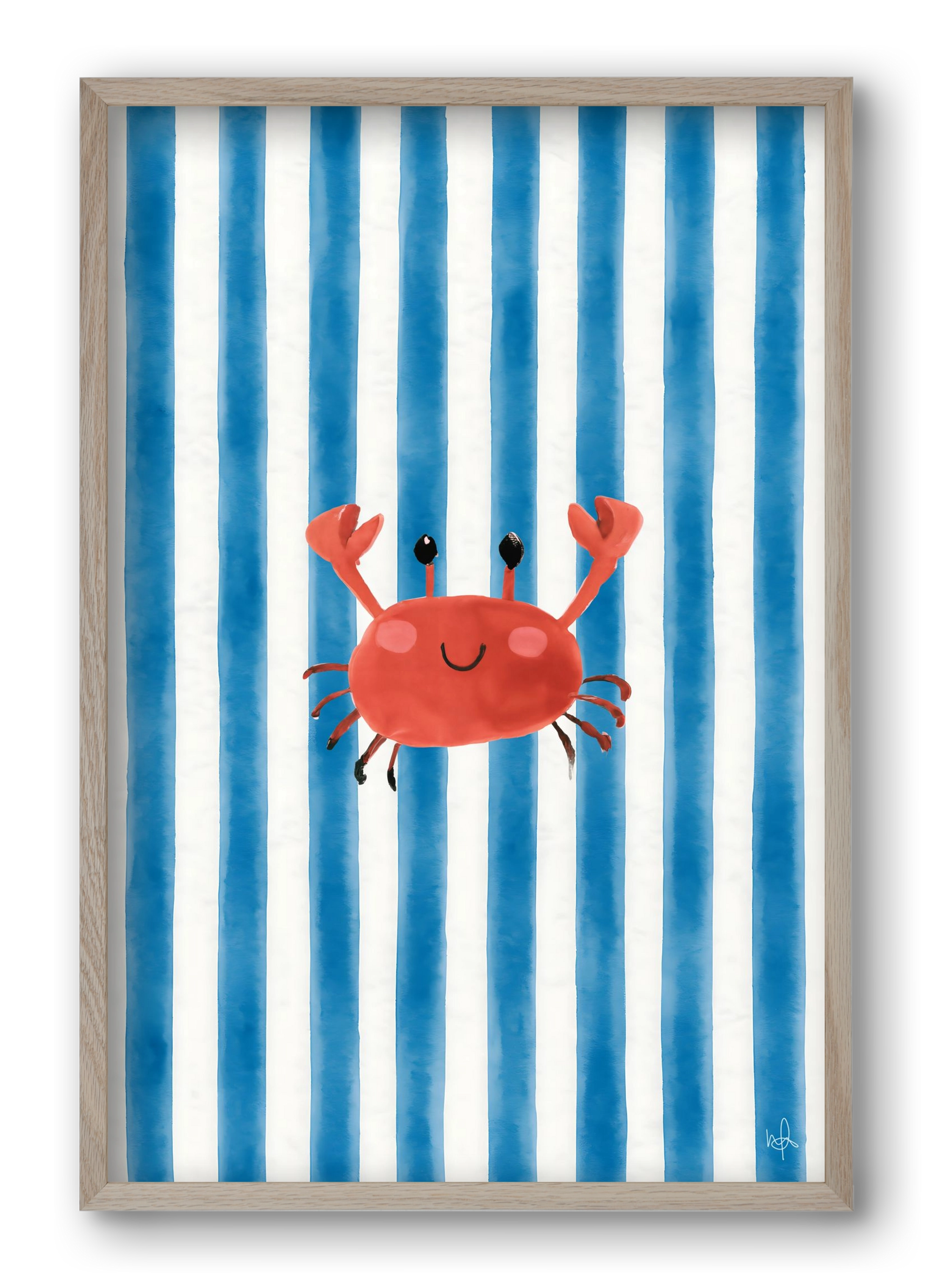 happy crab, 40x60 cm (40x60 cm), Tölgy keret