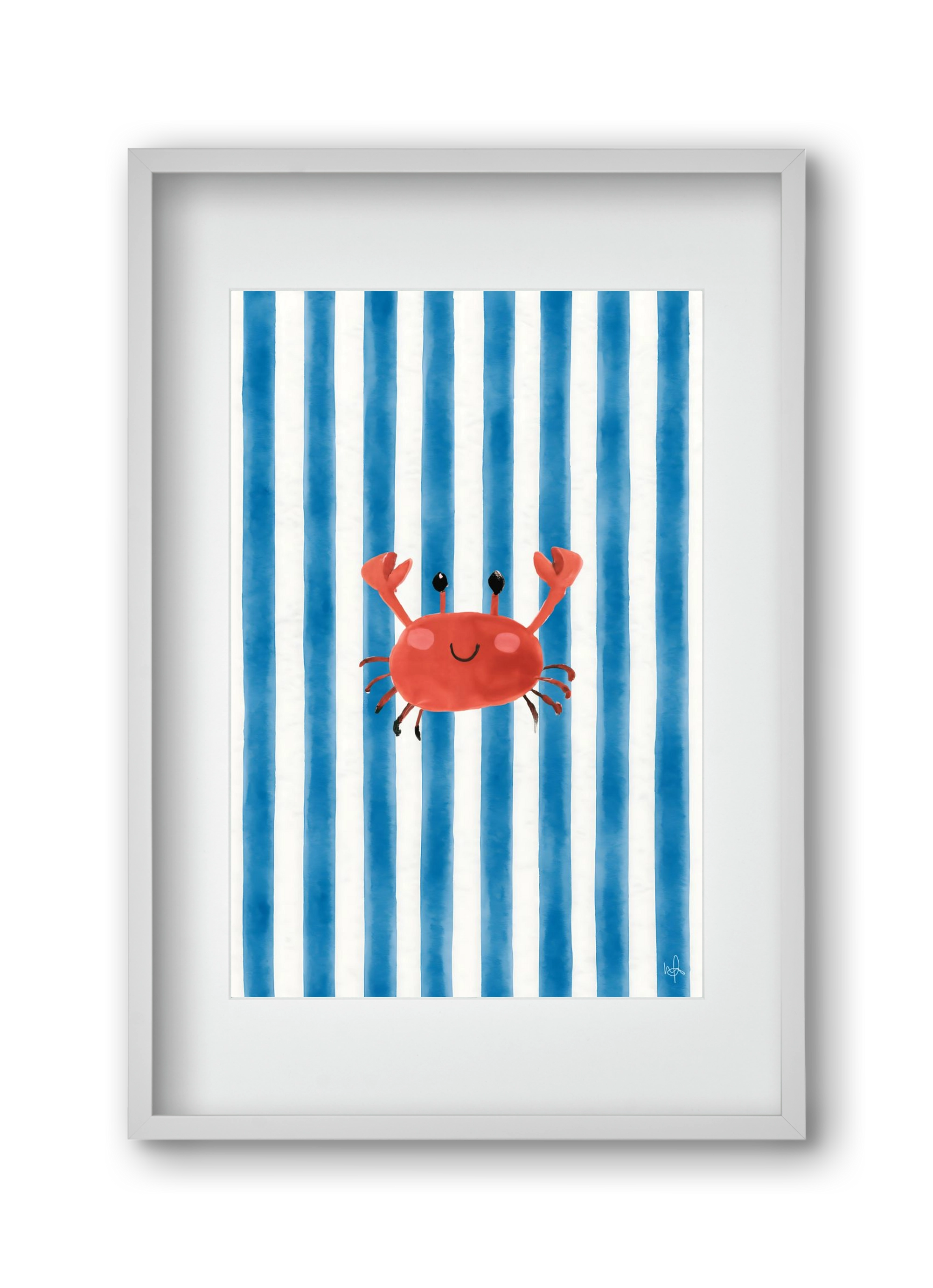 happy crab, 30x45 cm (20x30 cm), Fehér keret, paszpartuval