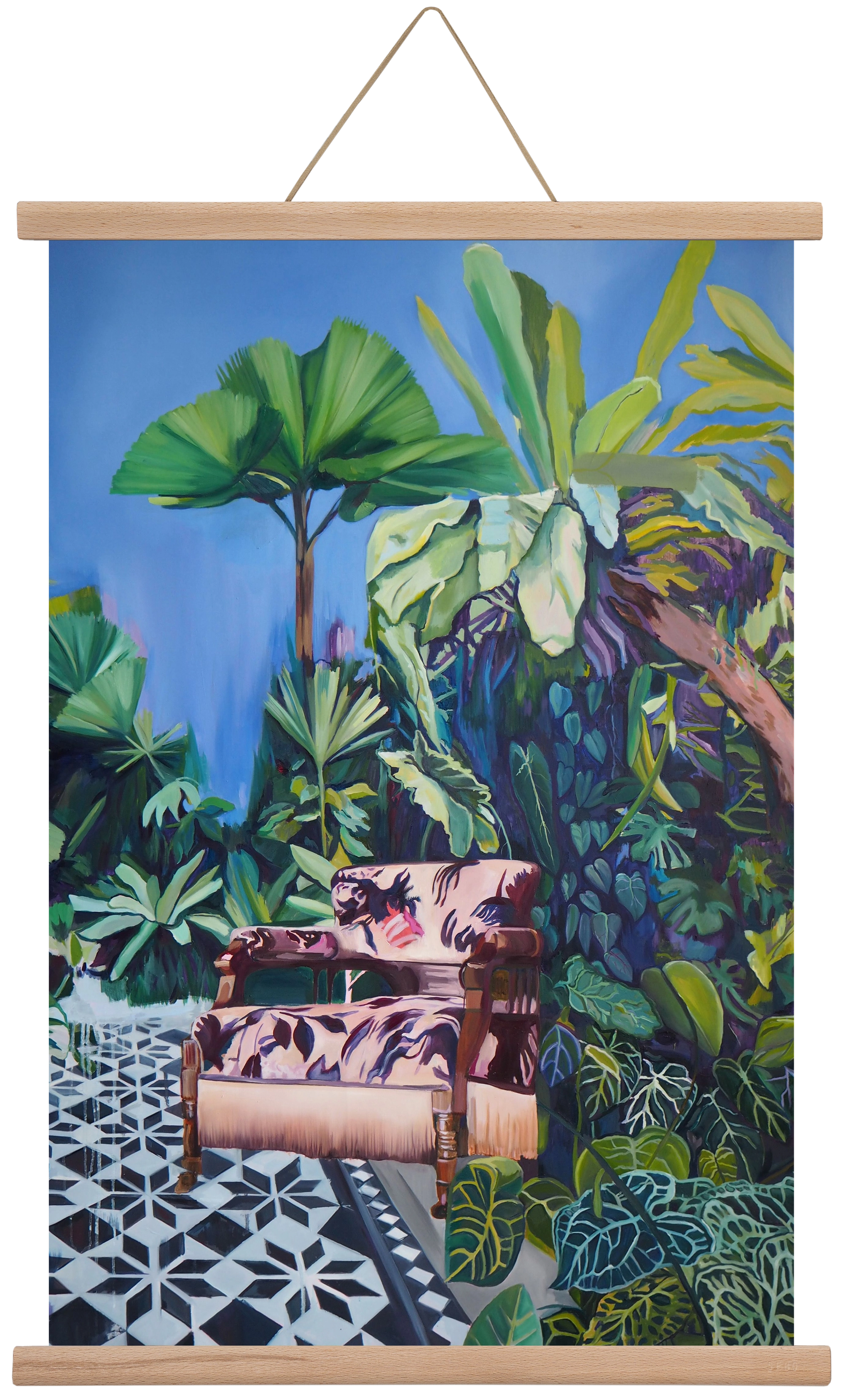 Hófehér jaguár II., 40x60 cm (40x60 cm), Tölgy akasztó
