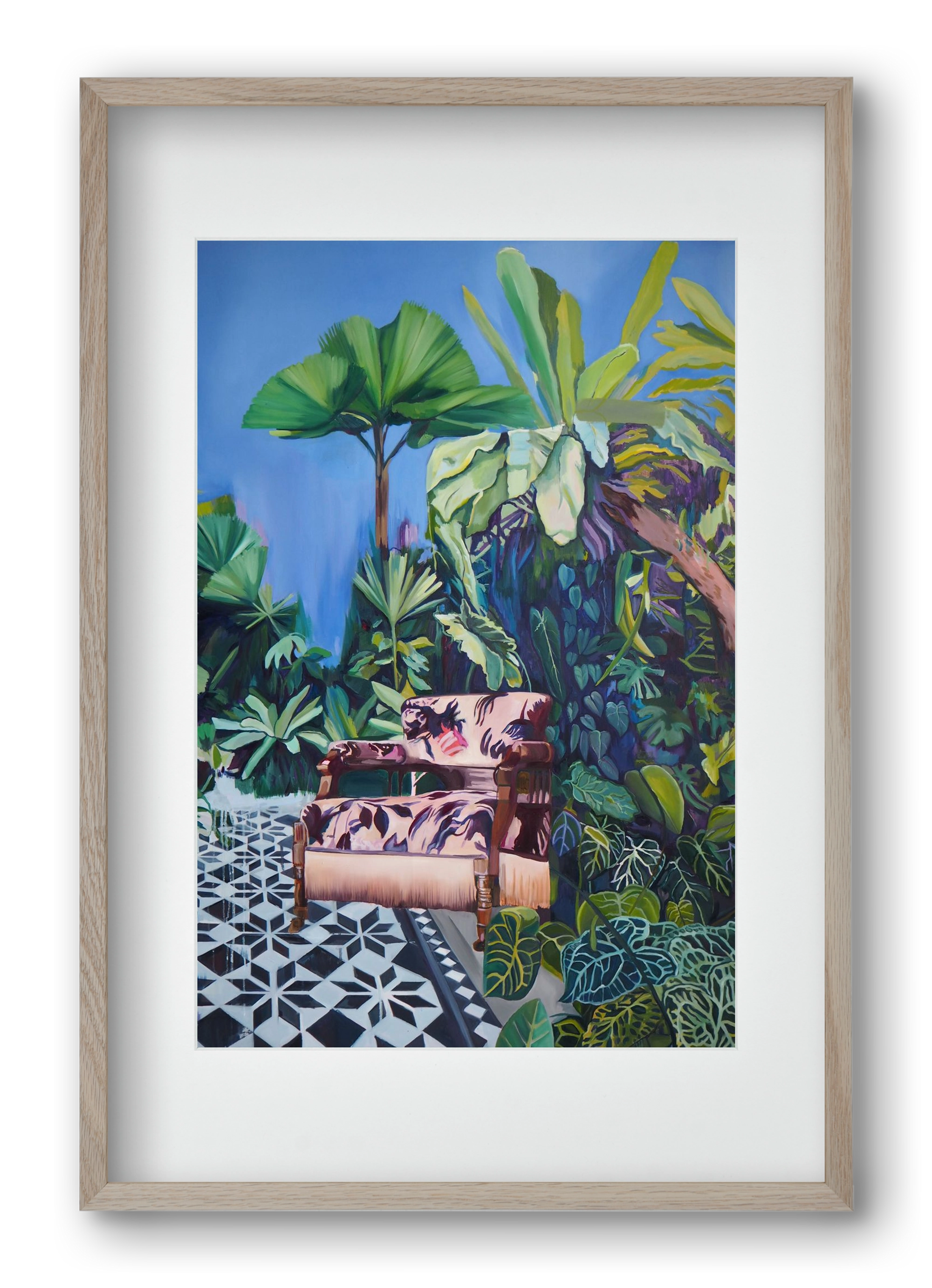Hófehér jaguár II., 40x60 cm (30x45 cm), Tölgy keret, paszpartuval
