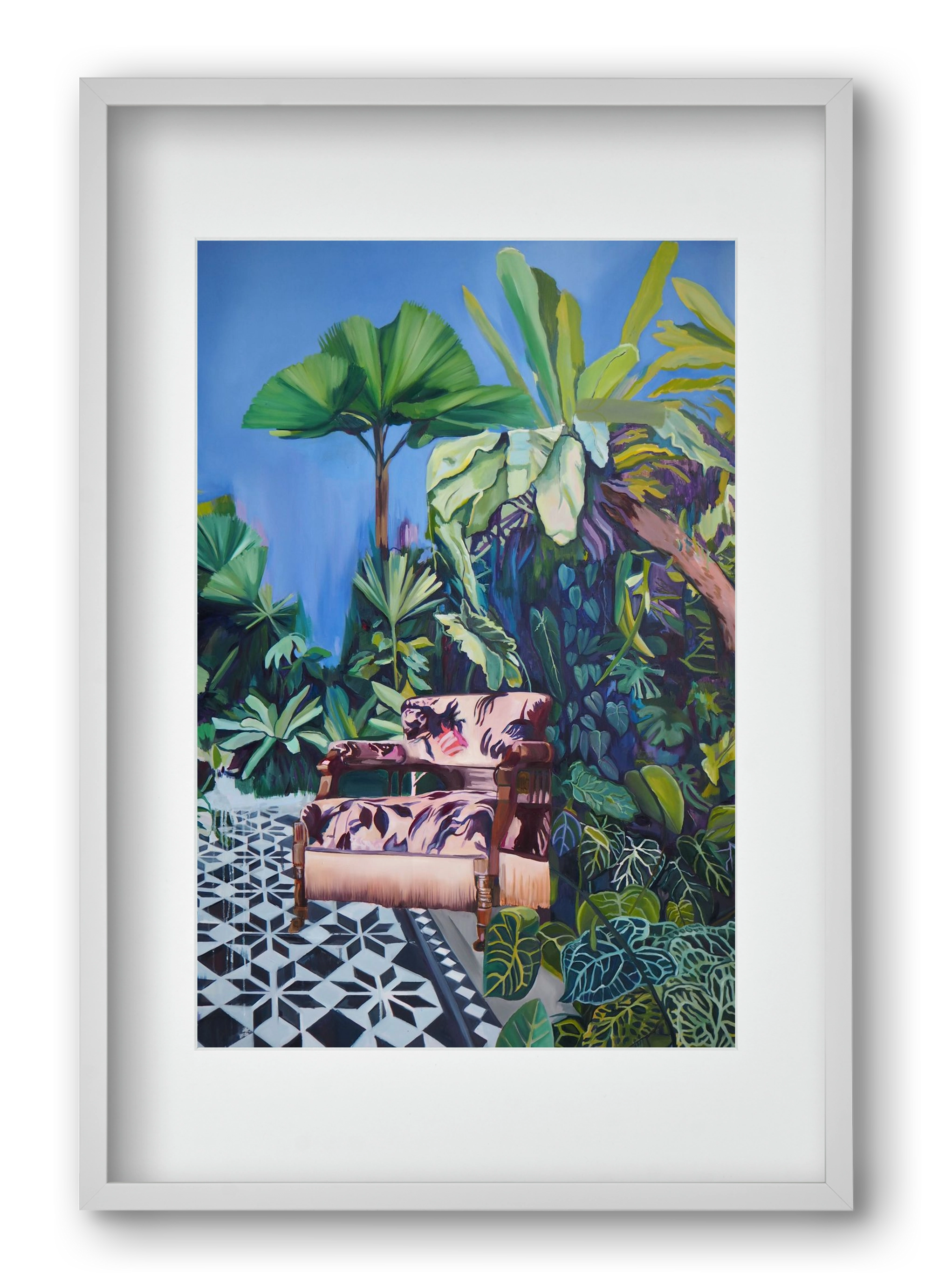 Hófehér jaguár II., 40x60 cm (30x45 cm), Fehér keret, paszpartuval
