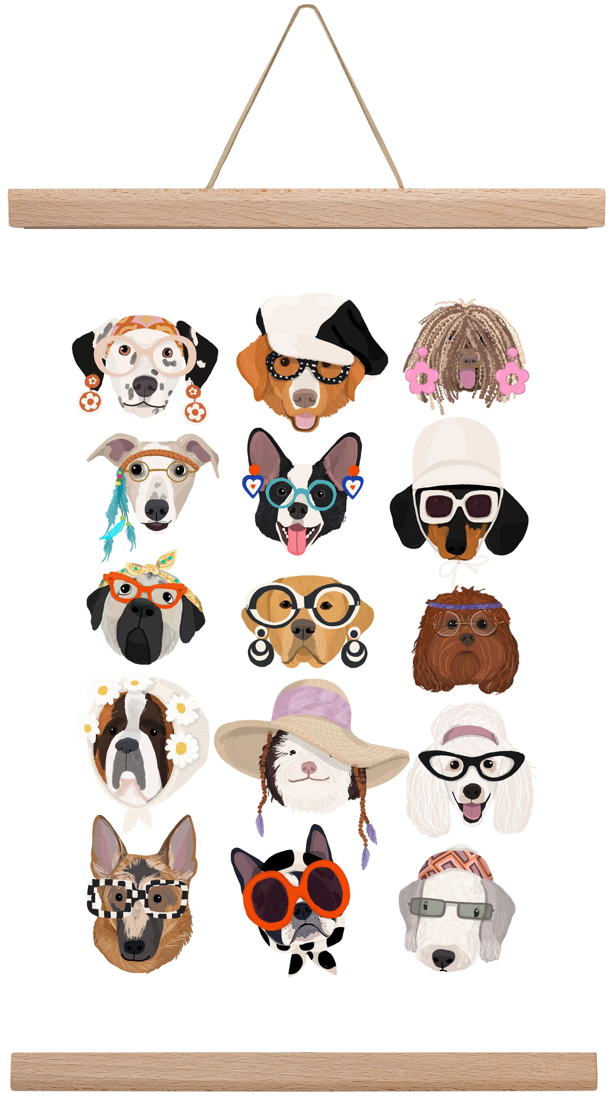 Dogs in the 1960's, 30x45 cm (30x45 cm), Tölgy akasztó