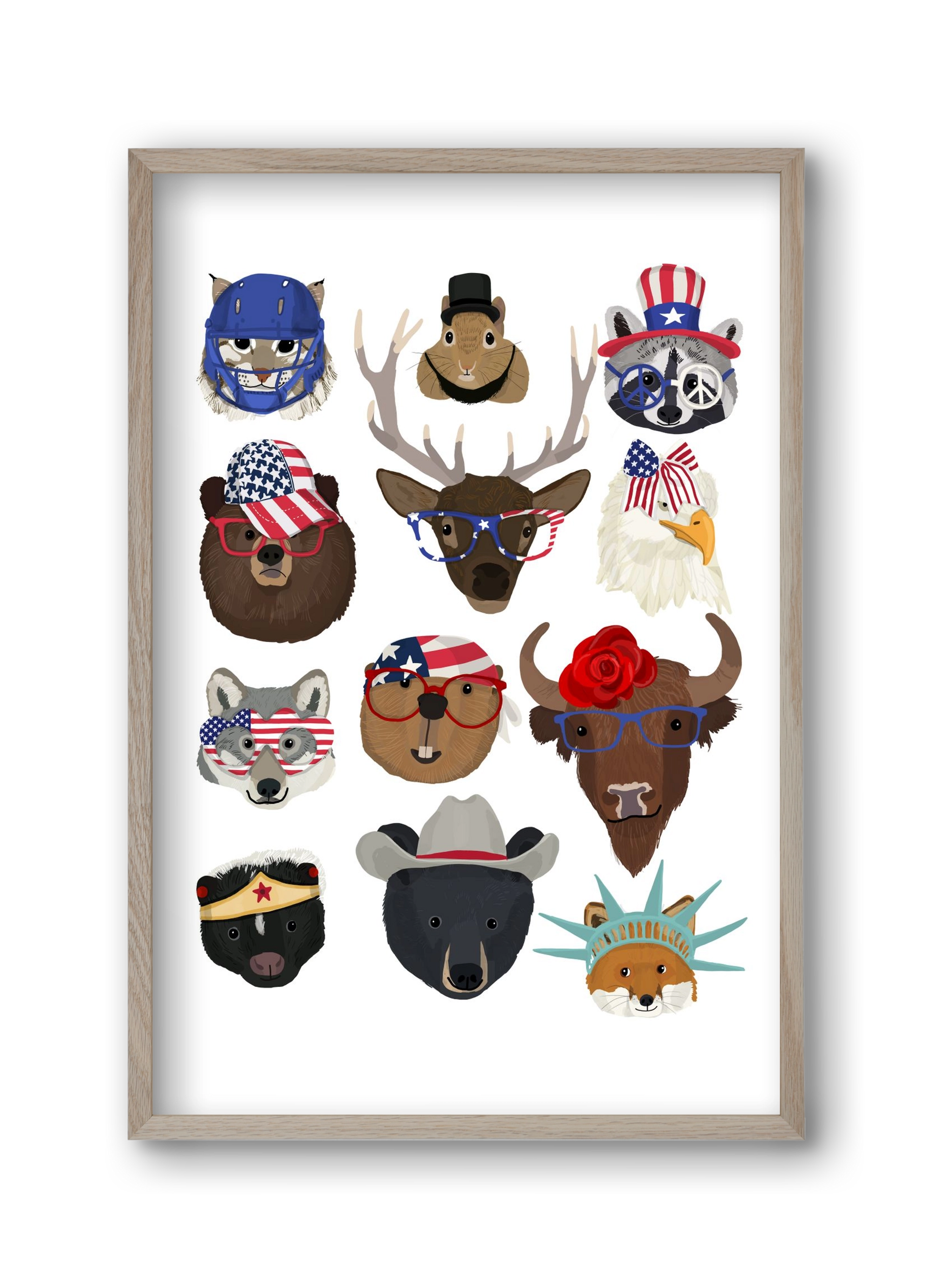 Animals of the planet USA, 30x45 cm (30x45 cm), Tölgy keret
