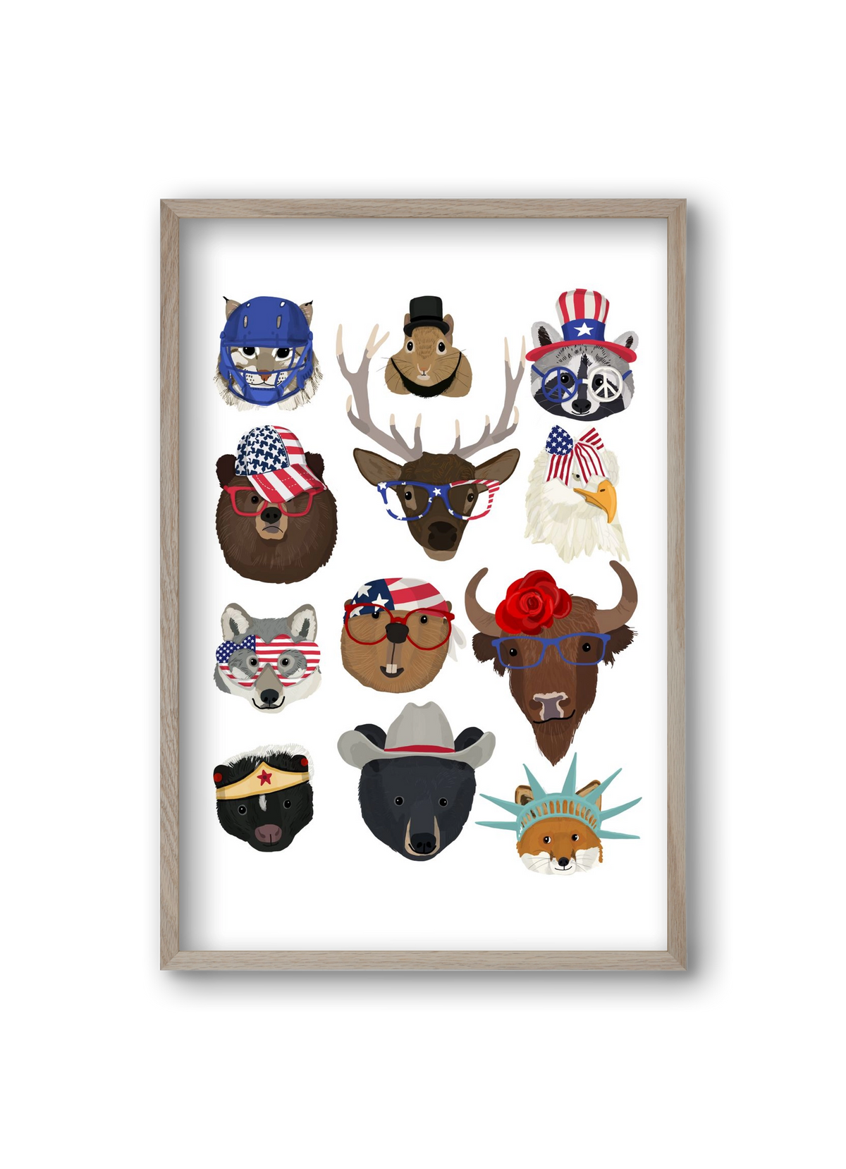 Animals of the planet USA, 20x30 cm (20x30 cm), Tölgy keret