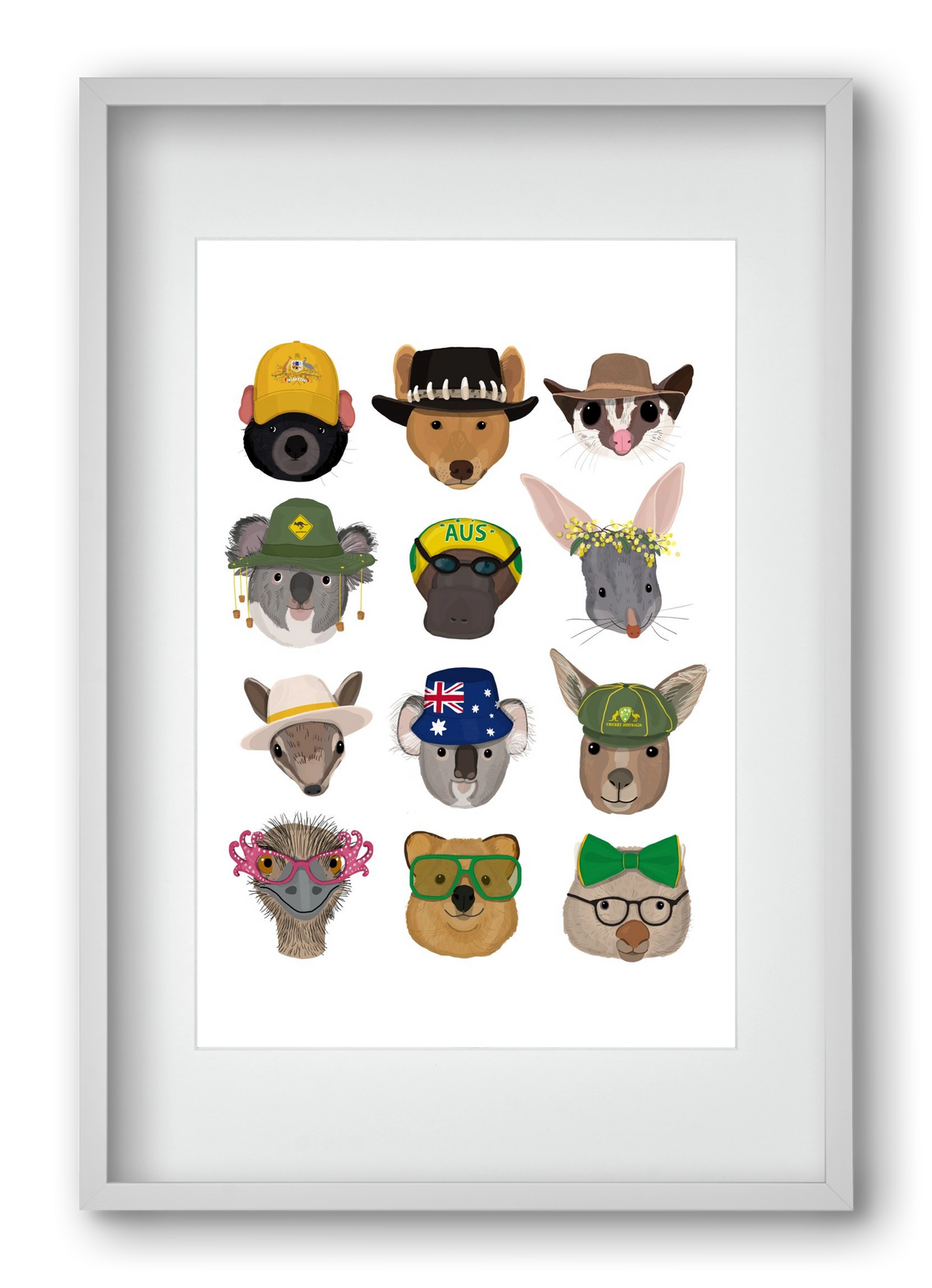 Animals of the planet Australia, 40x60 cm (30x45 cm), Fehér keret, paszpartuval