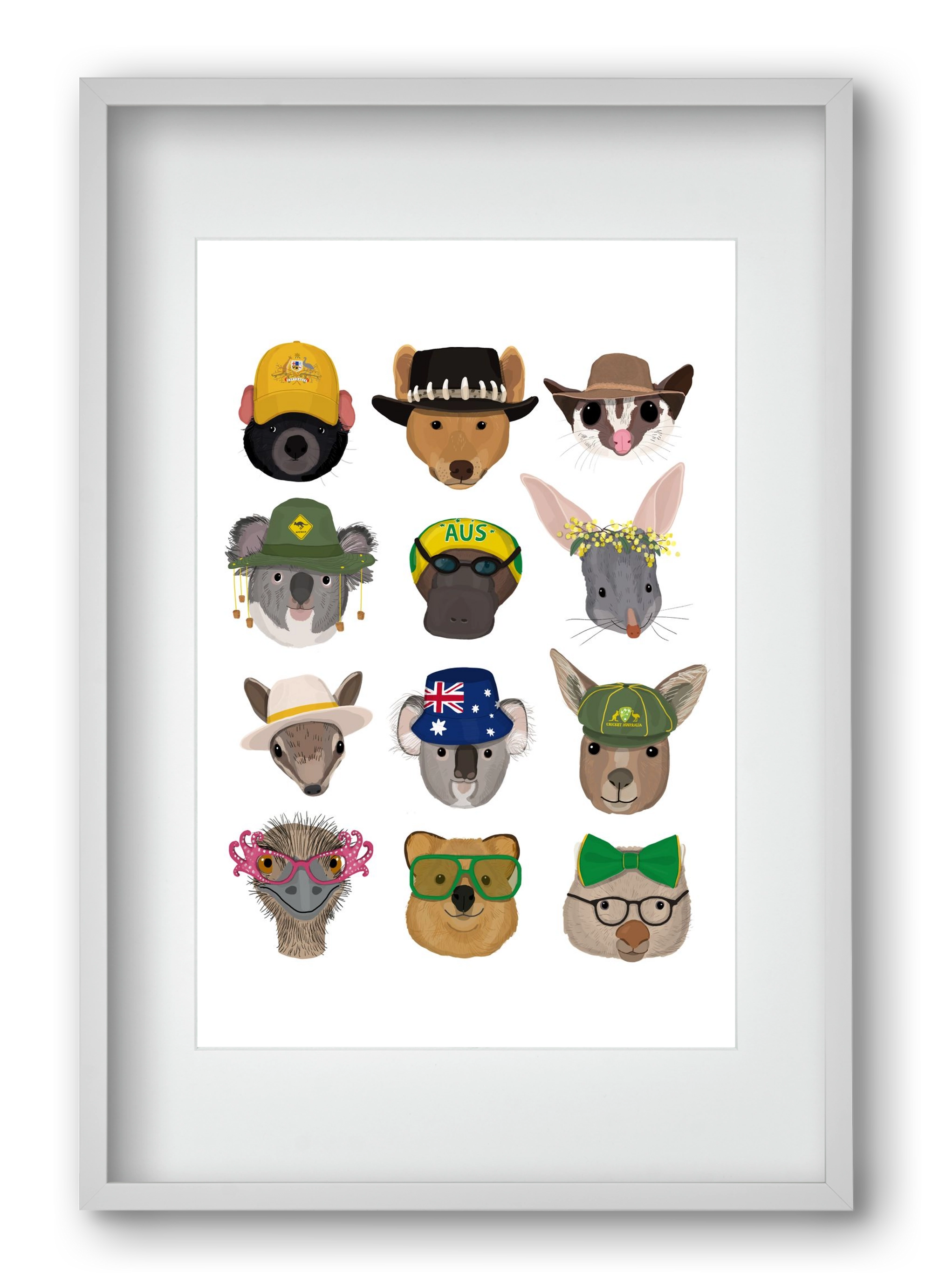 Animals of the planet Australia, 40x60 cm (30x45 cm), Fehér keret, paszpartuval