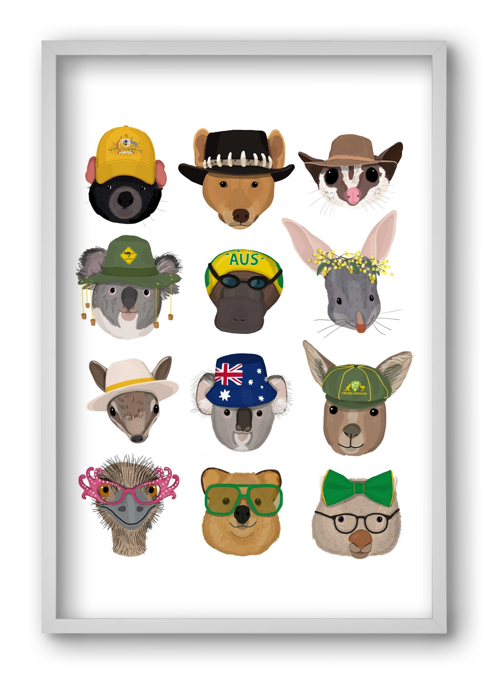 Animals of the planet Australia, 40x60 cm (40x60 cm), Fehér keret