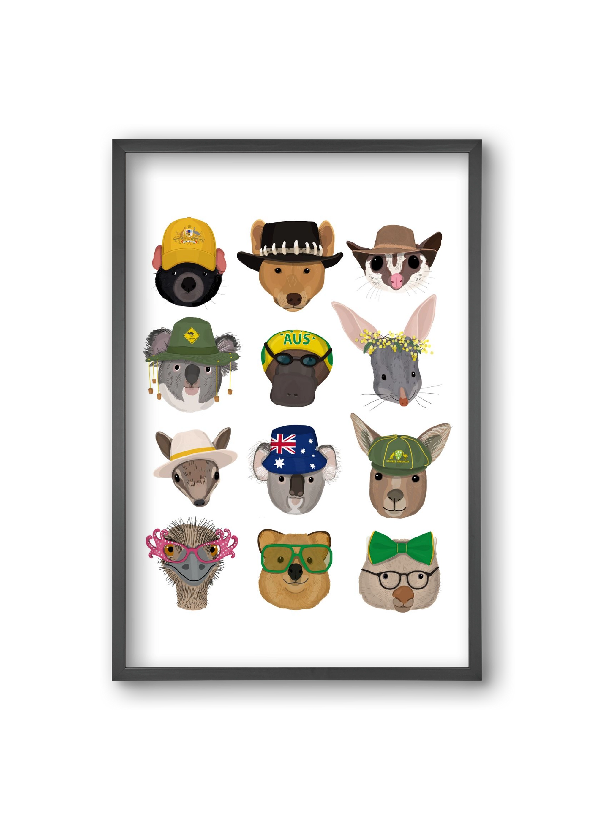 Animals of the planet Australia, 20x30 cm (20x30 cm), Fekete keret