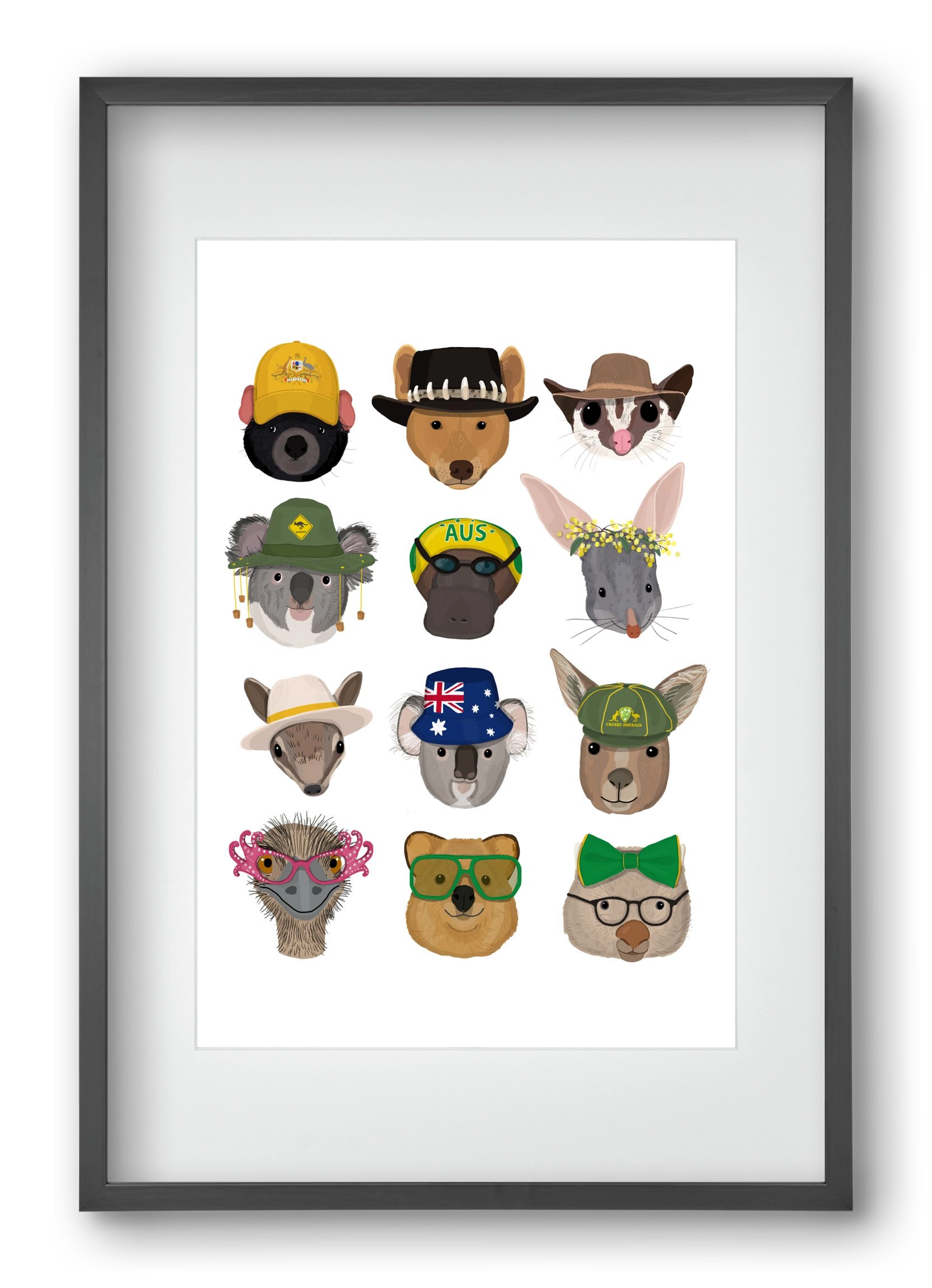 Animals of the planet Australia, 40x60 cm (30x45 cm), Fekete keret, paszpartuval