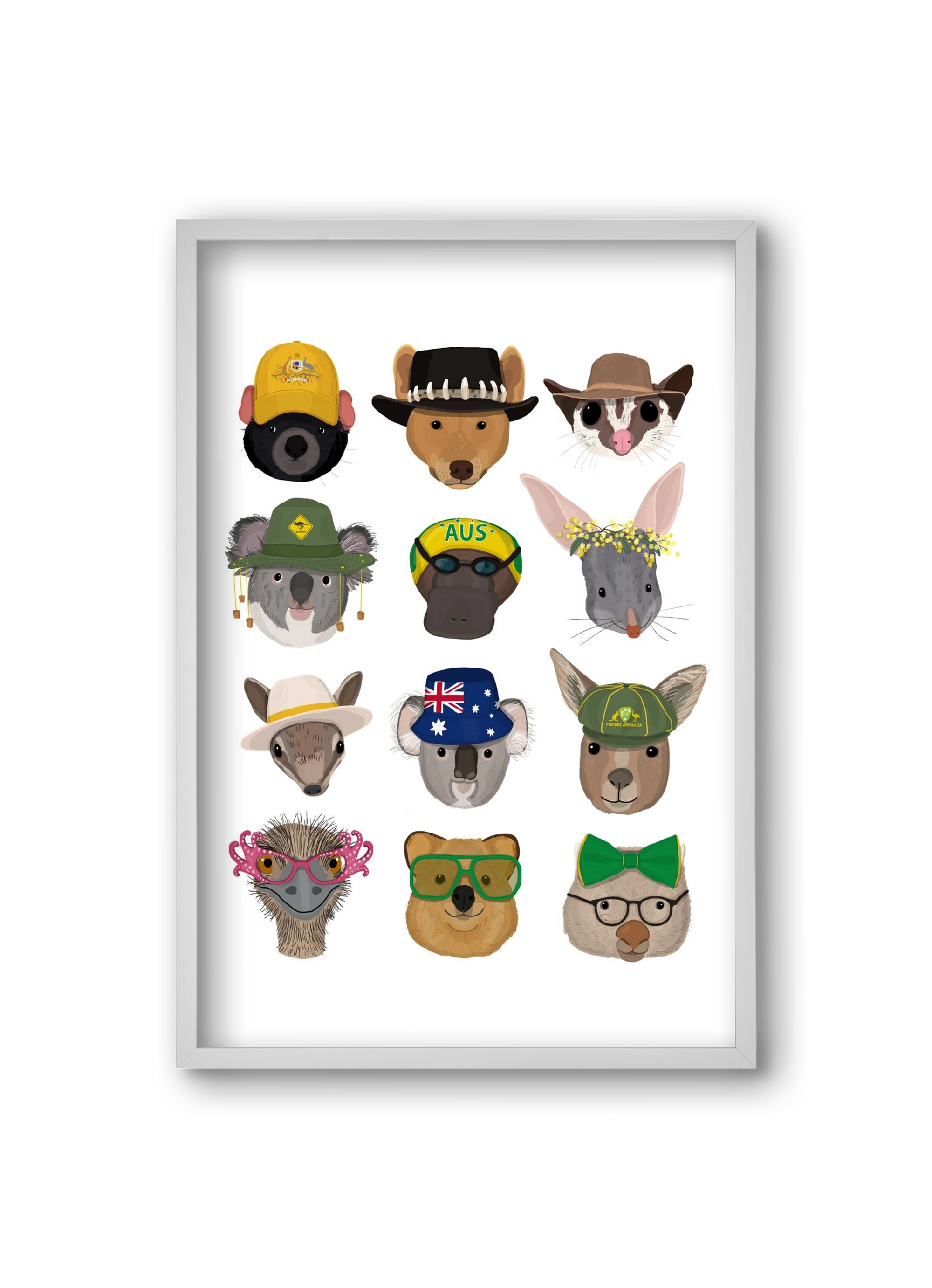 Animals of the planet Australia, 20x30 cm (20x30 cm), Fehér keret