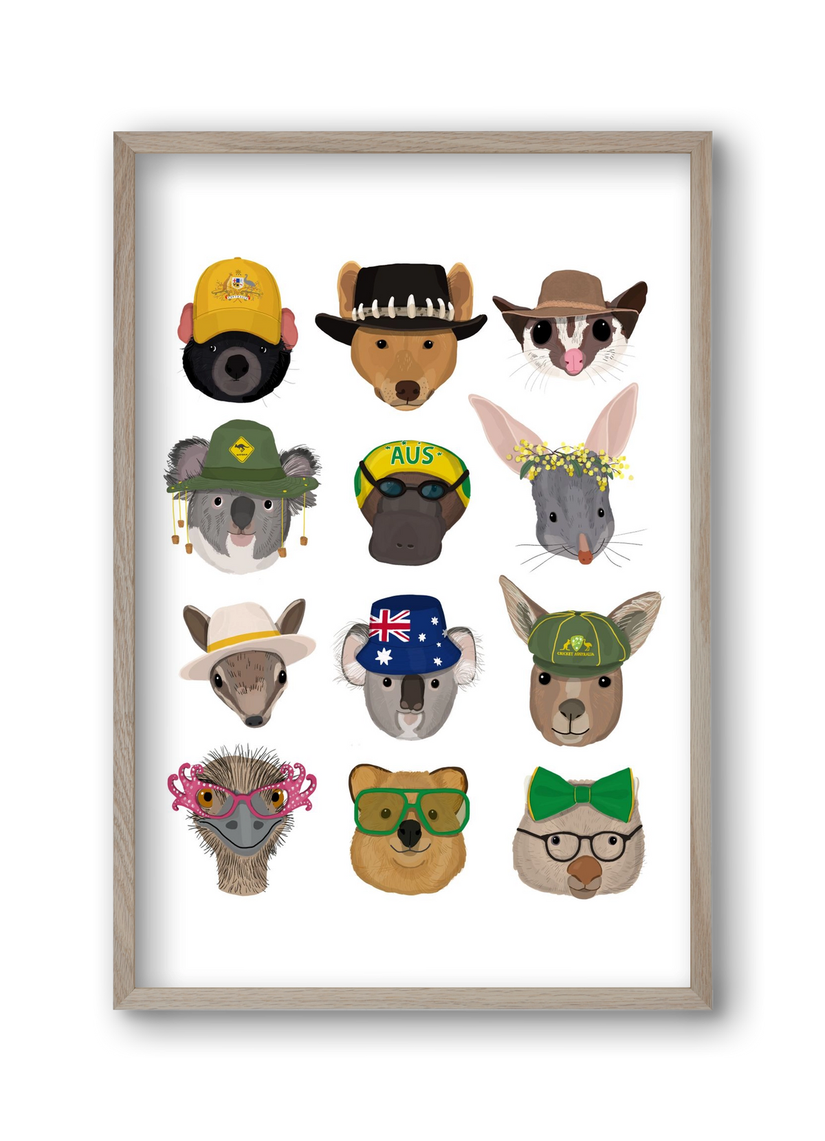 Animals of the planet Australia, 30x45 cm (30x45 cm), Tölgy keret