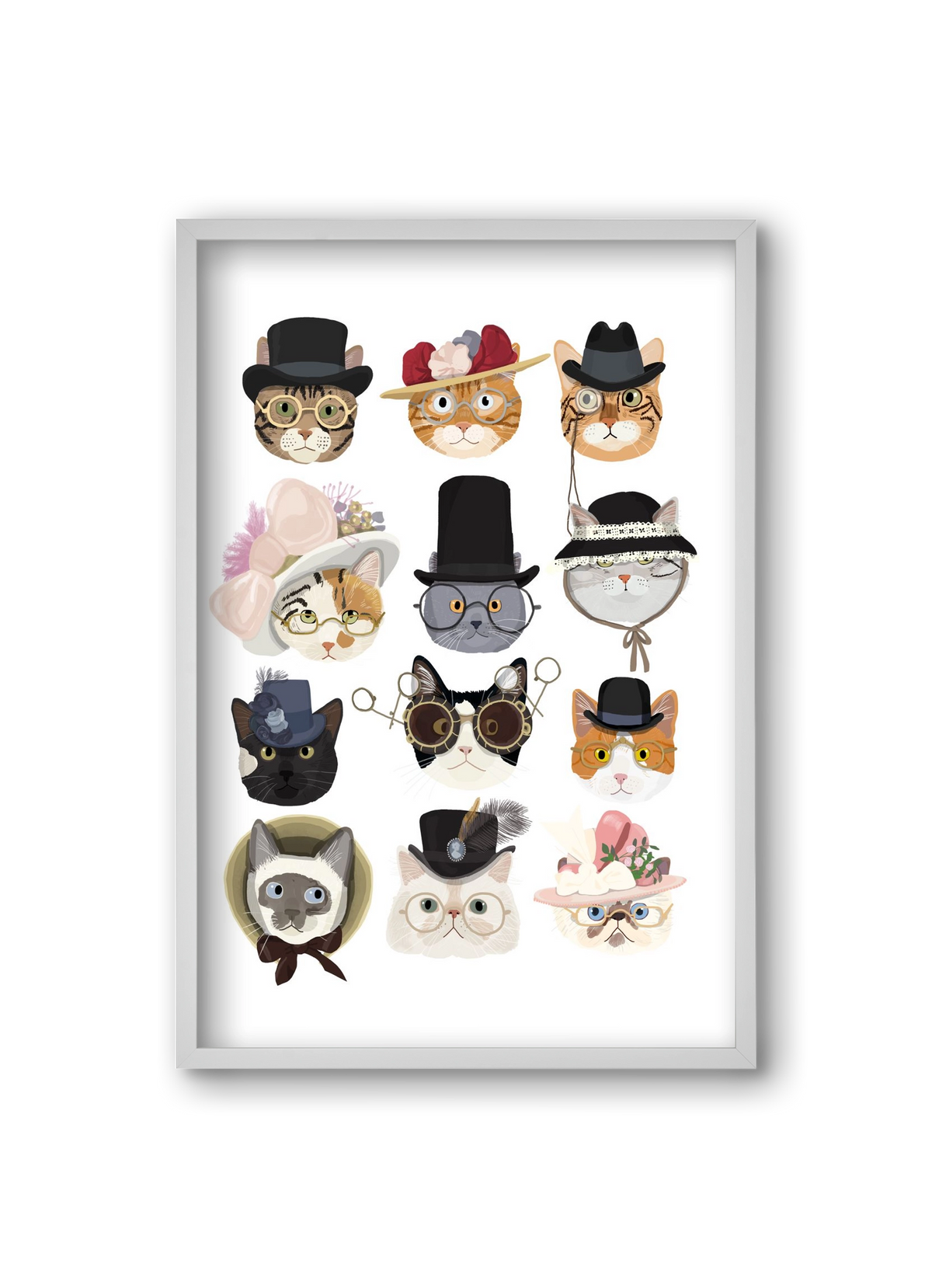 Cats in glasses 1900's, 20x30 cm (20x30 cm), Fehér keret
