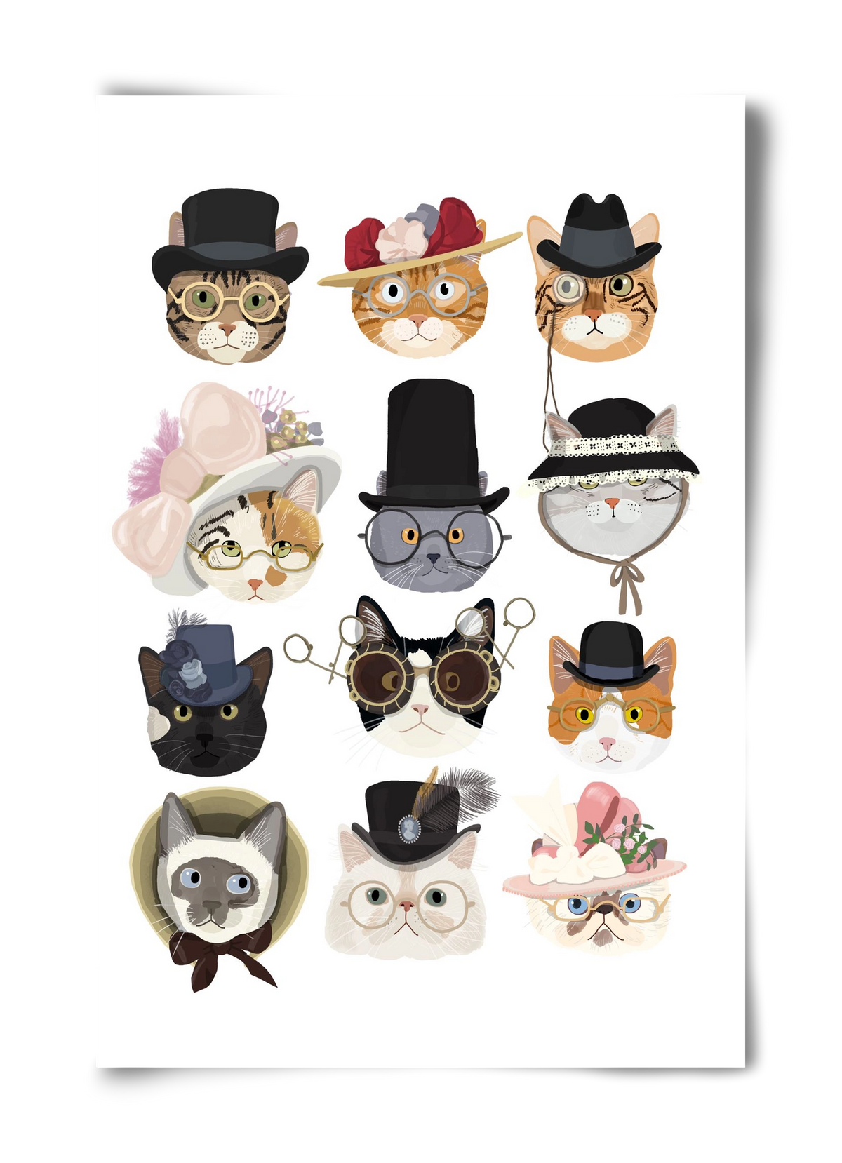 Cats in glasses 1900's, 40x60 cm, Keret nélkül
