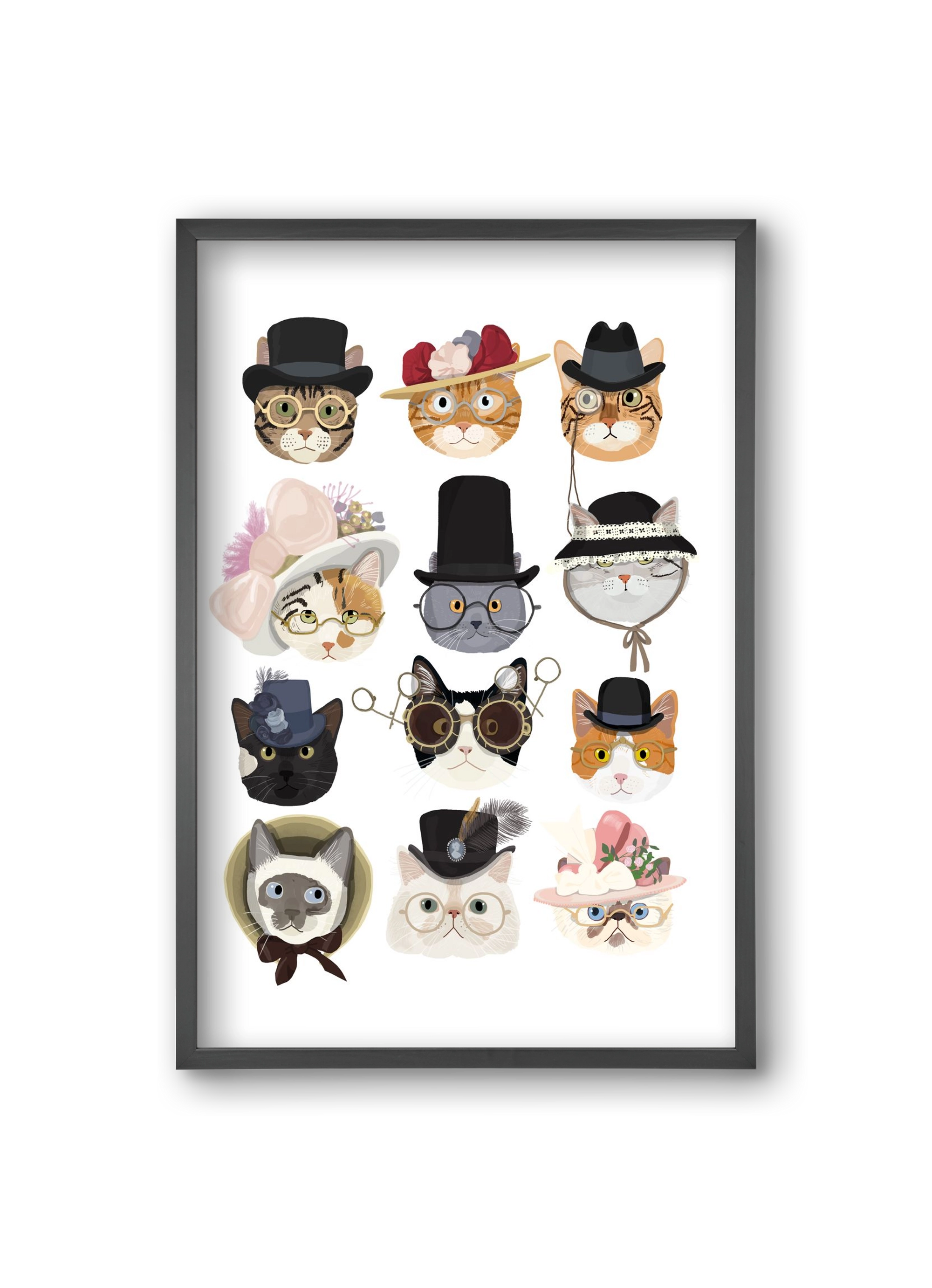 Cats in glasses 1900's, 20x30 cm (20x30 cm), Fekete keret