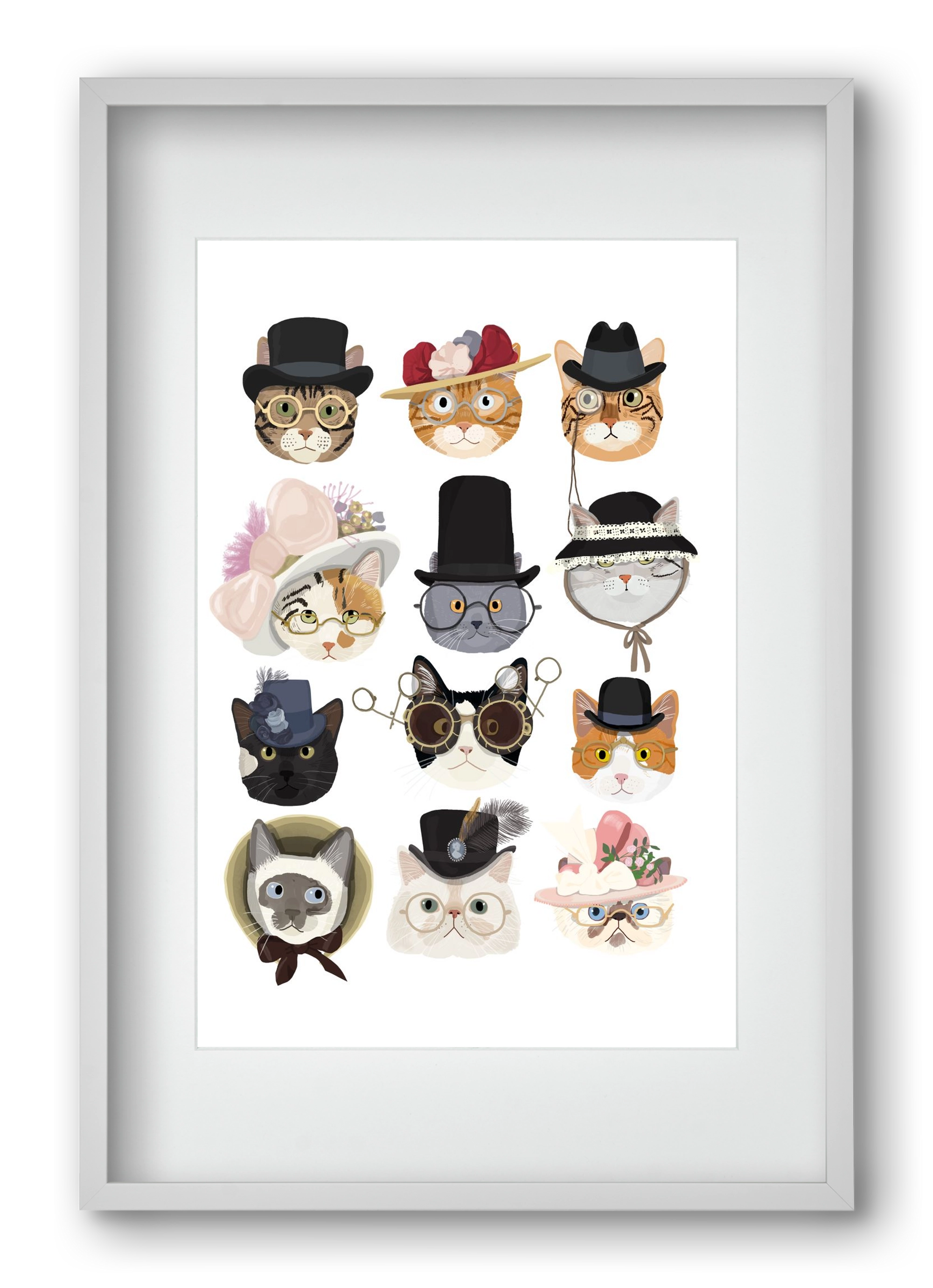 Cats in glasses 1900's, 40x60 cm (30x45 cm), Fehér keret, paszpartuval