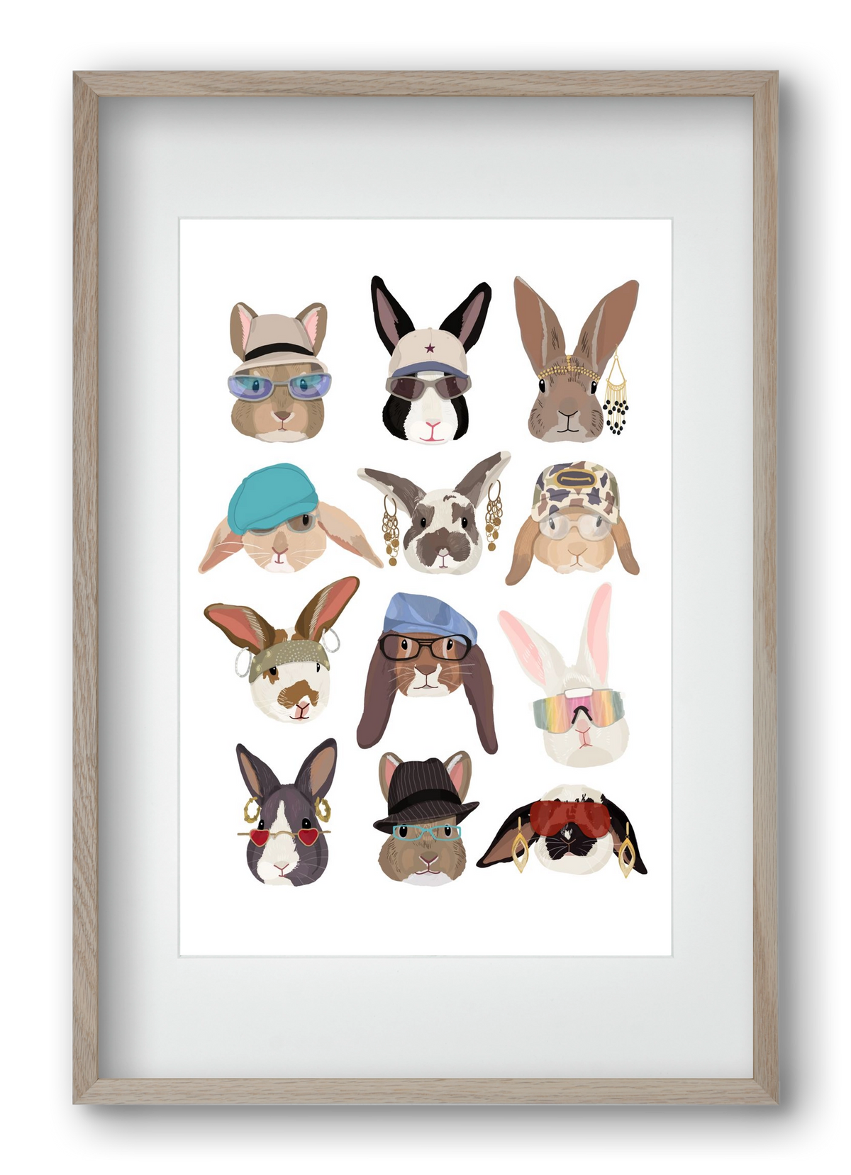 Rabbits wearing glasses in the 2000's , 40x60 cm (30x45 cm), Tölgy keret, paszpartuval