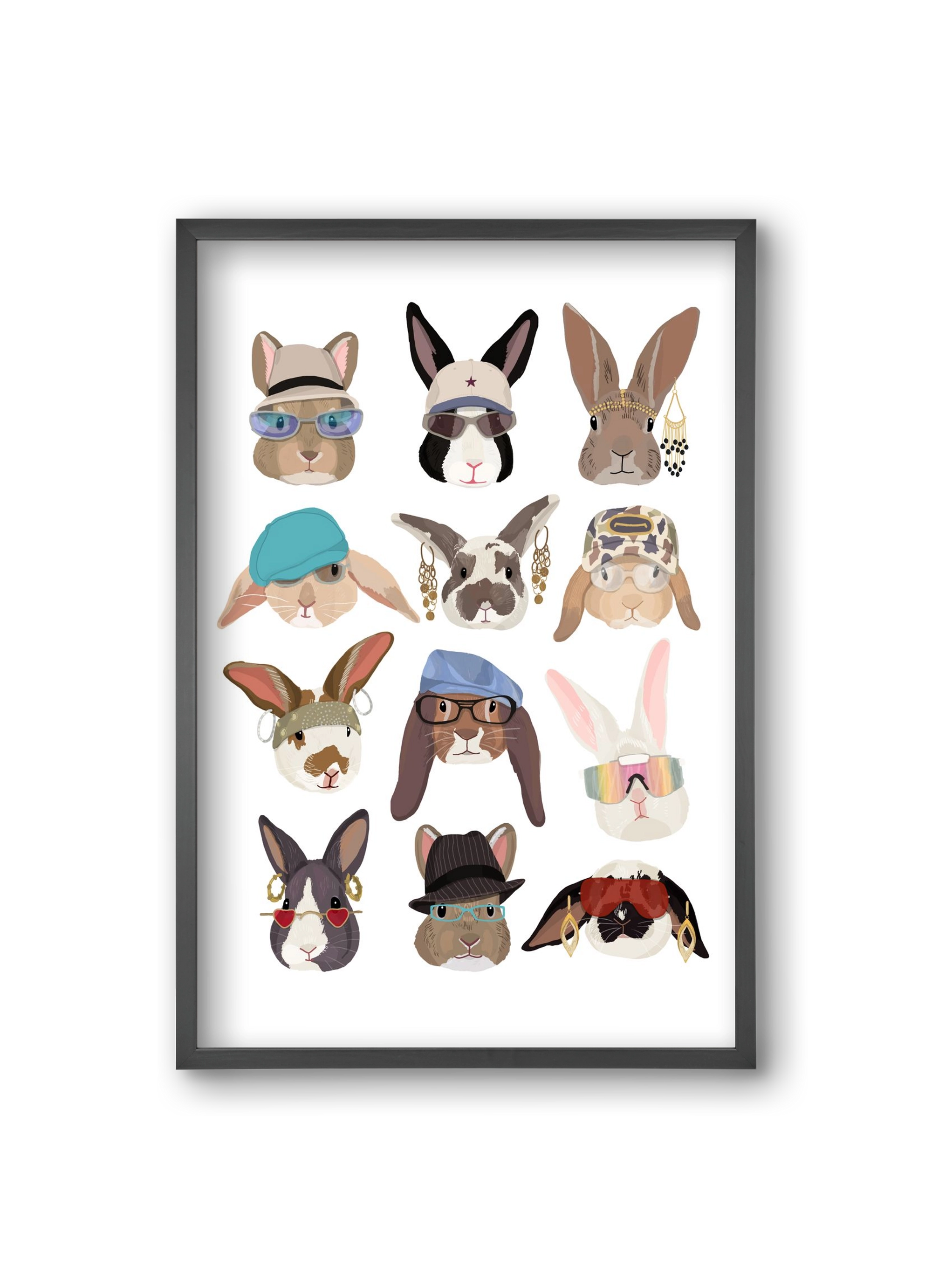 Rabbits wearing glasses in the 2000's , 20x30 cm (20x30 cm), Fekete keret